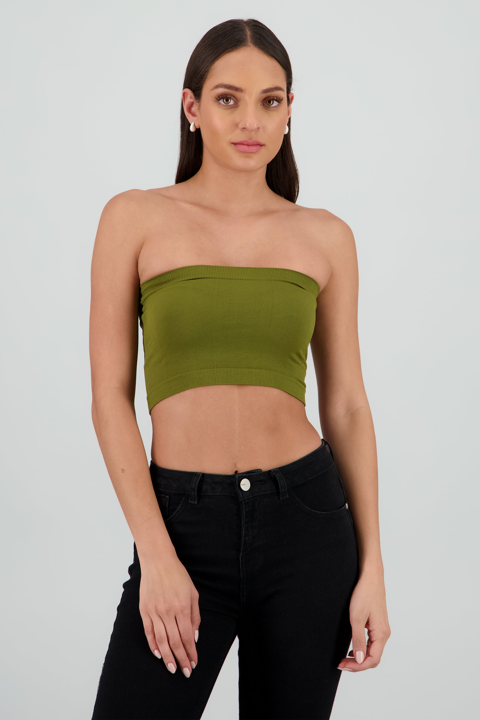 Top strapless liso OLIVO
