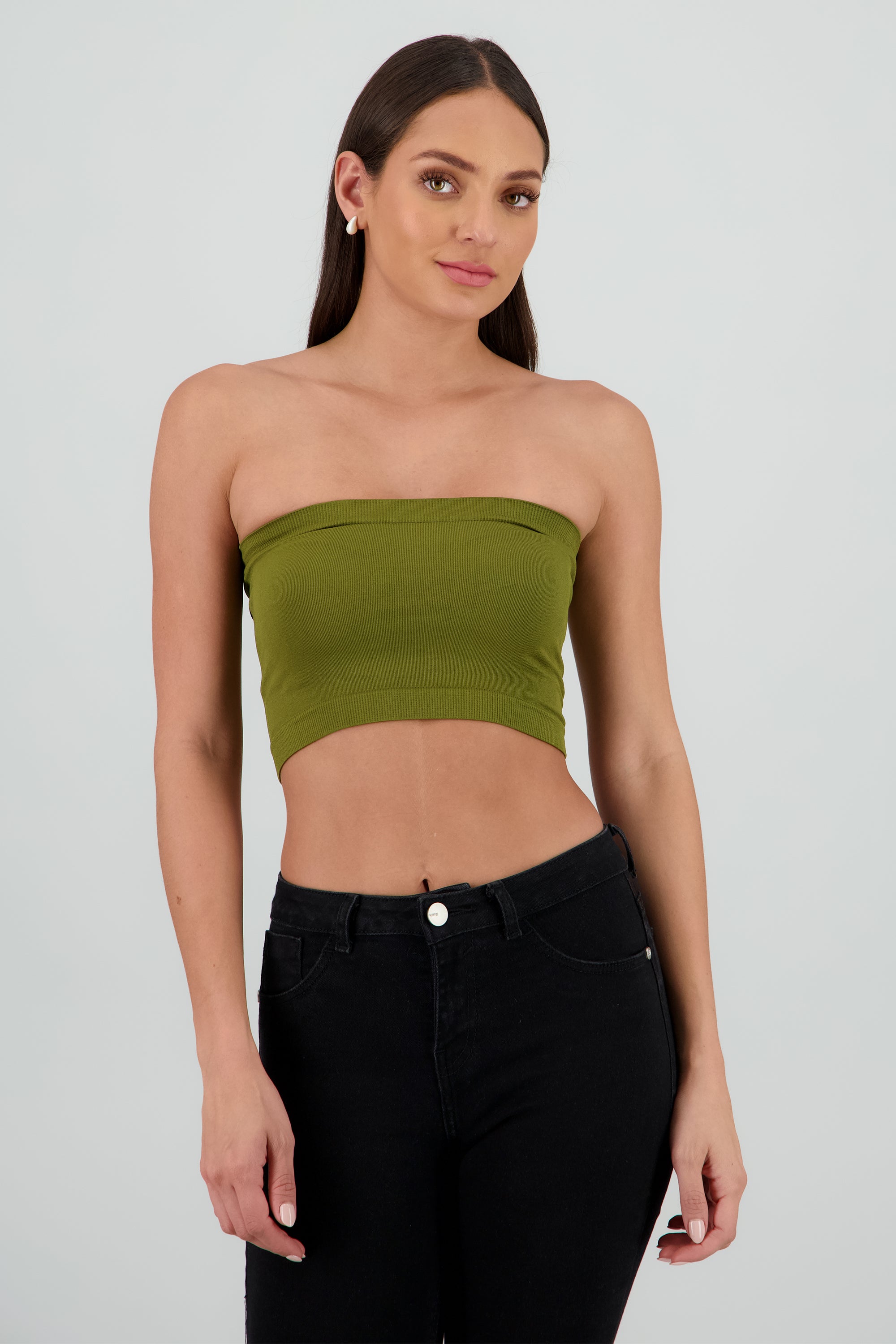 Top strapless liso OLIVO