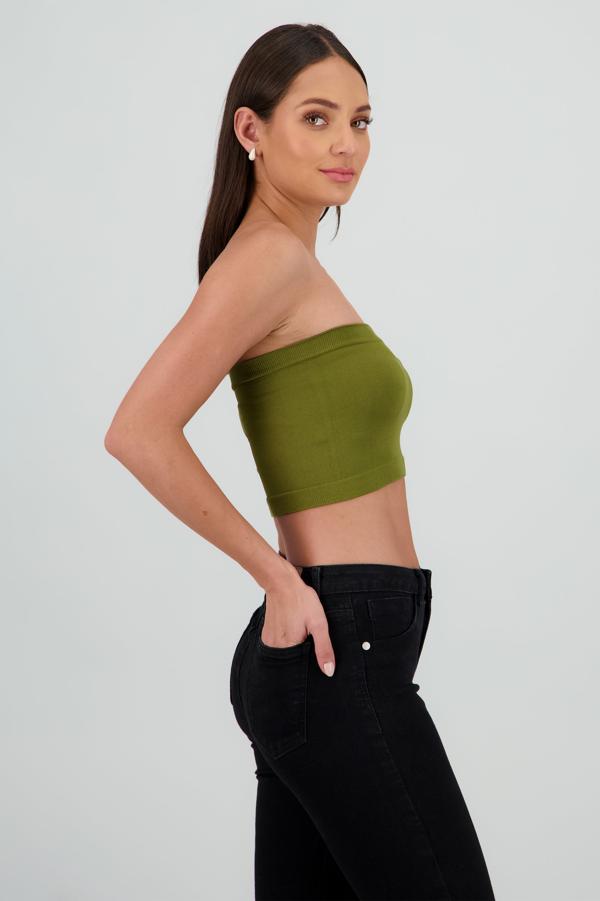 Top strapless liso OLIVO