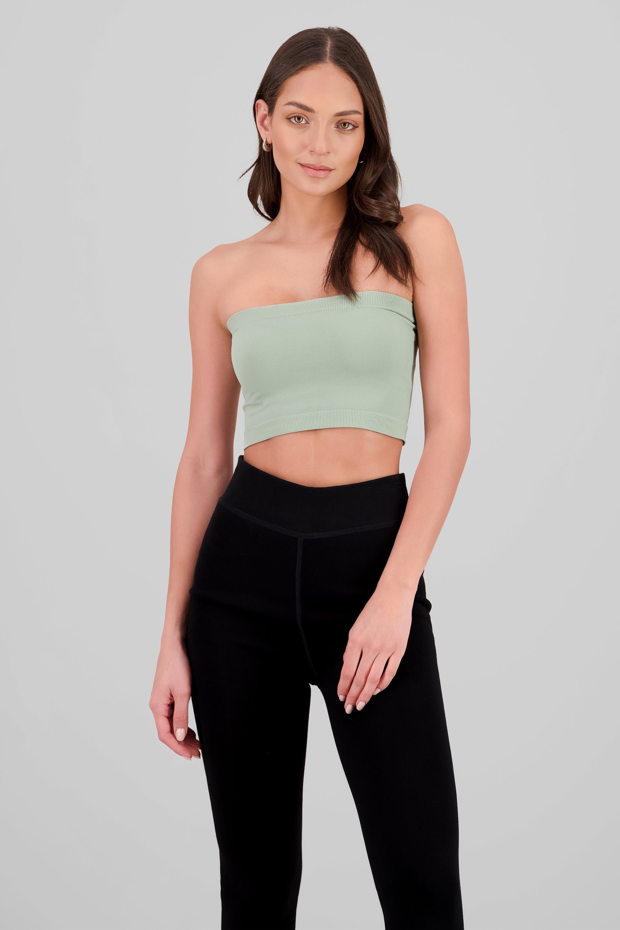 Top strapless liso VERDE CLARO