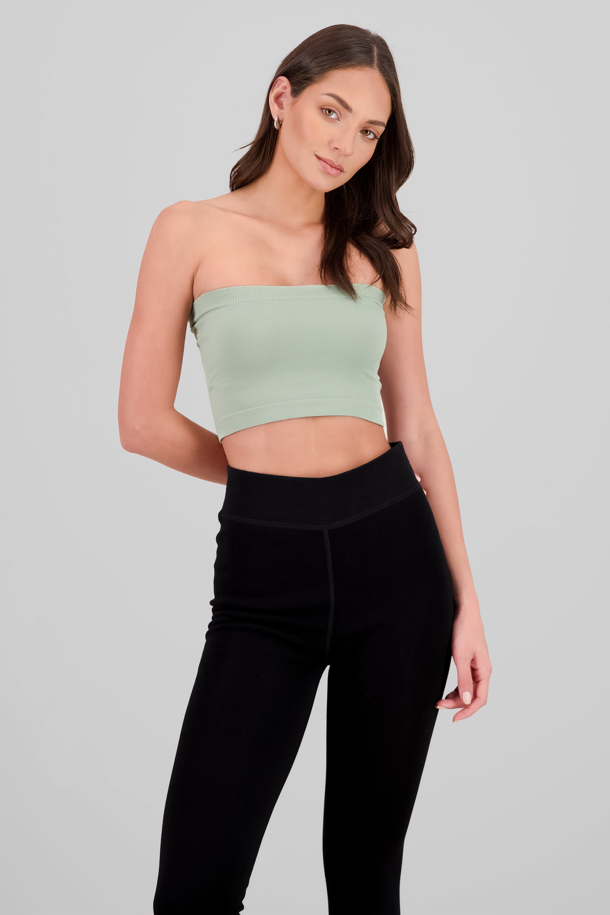 Top strapless liso VERDE CLARO