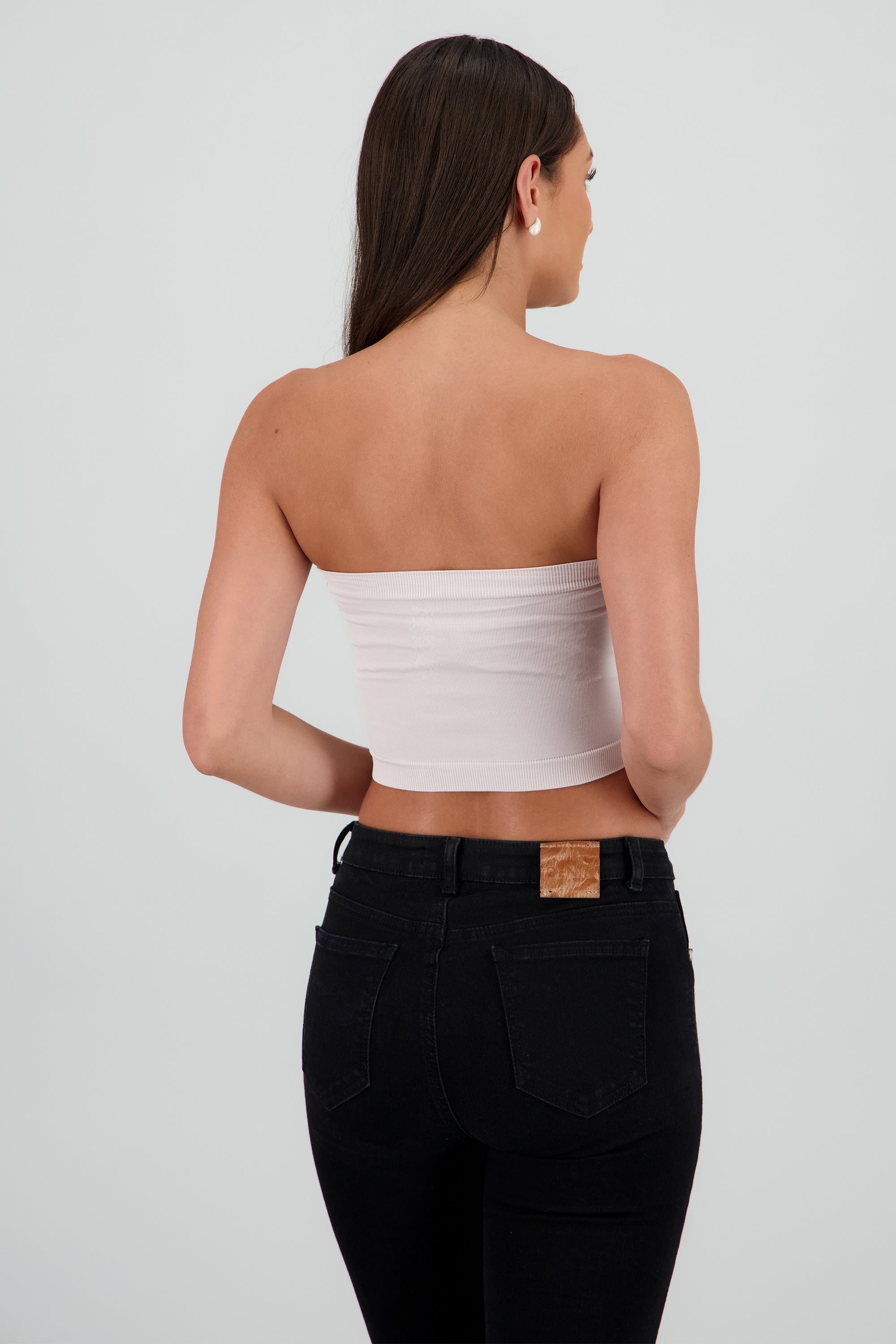Top strapless liso GREIGE