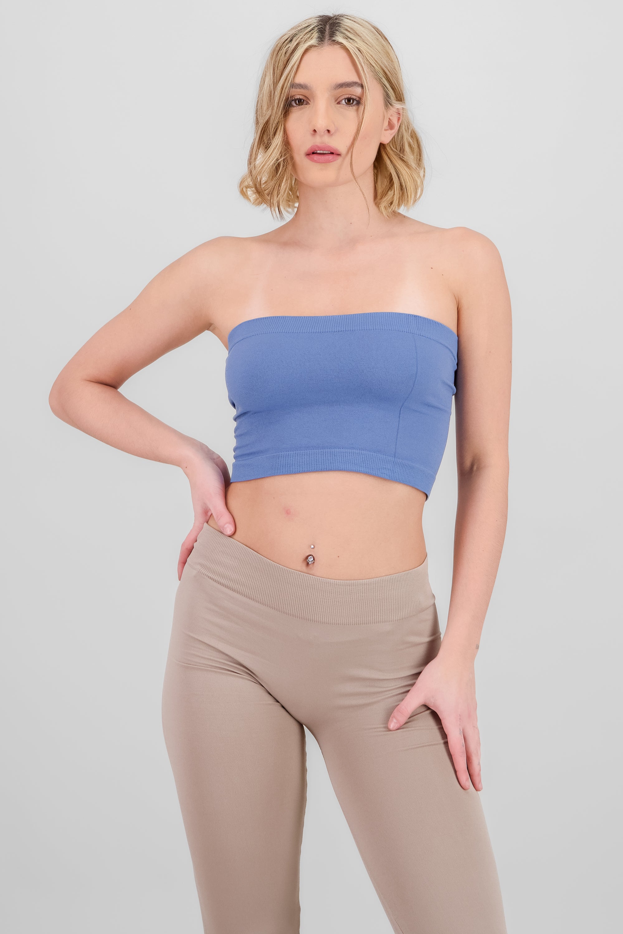 Top strapless liso INDIGO