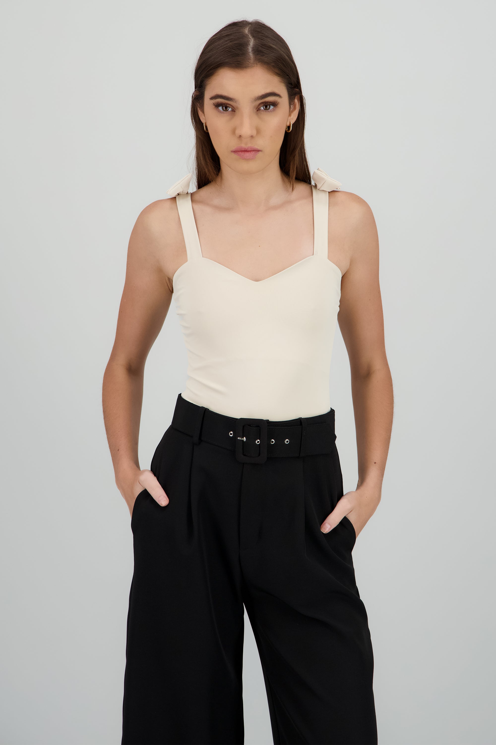 Bodysuit Liso Con Tirante Moños Hypsters CREMA