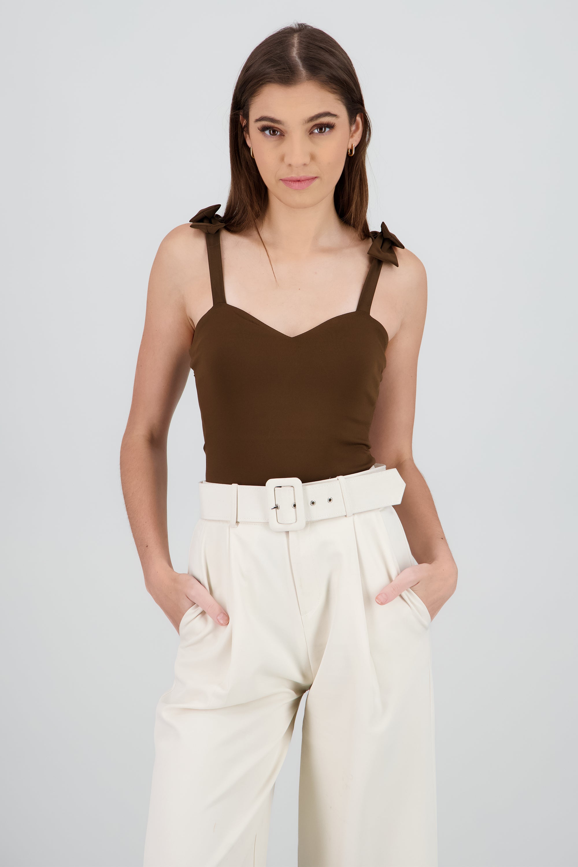 Bodysuit Liso Con Tirante Moños Hypsters CHOCOLATE