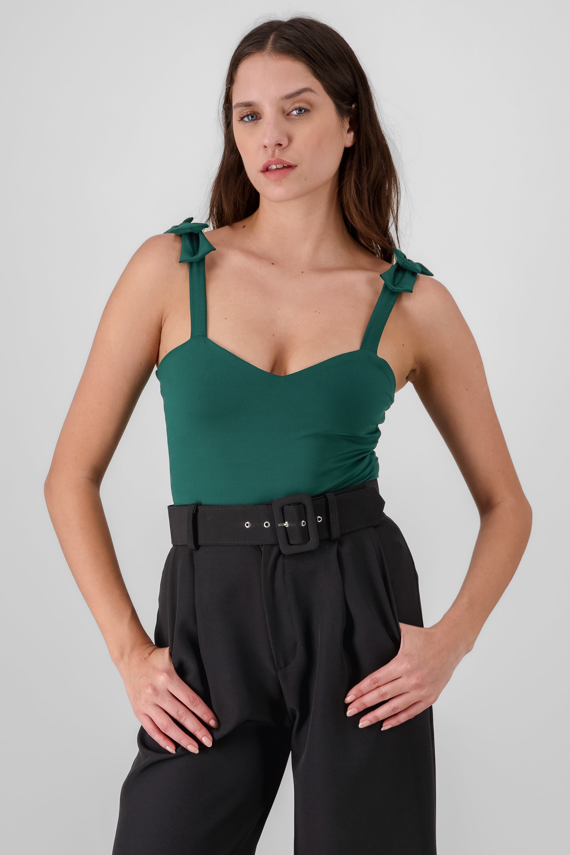 Bodysuit Liso Con Tirante Moños Hypsters VERDE BOTELLA