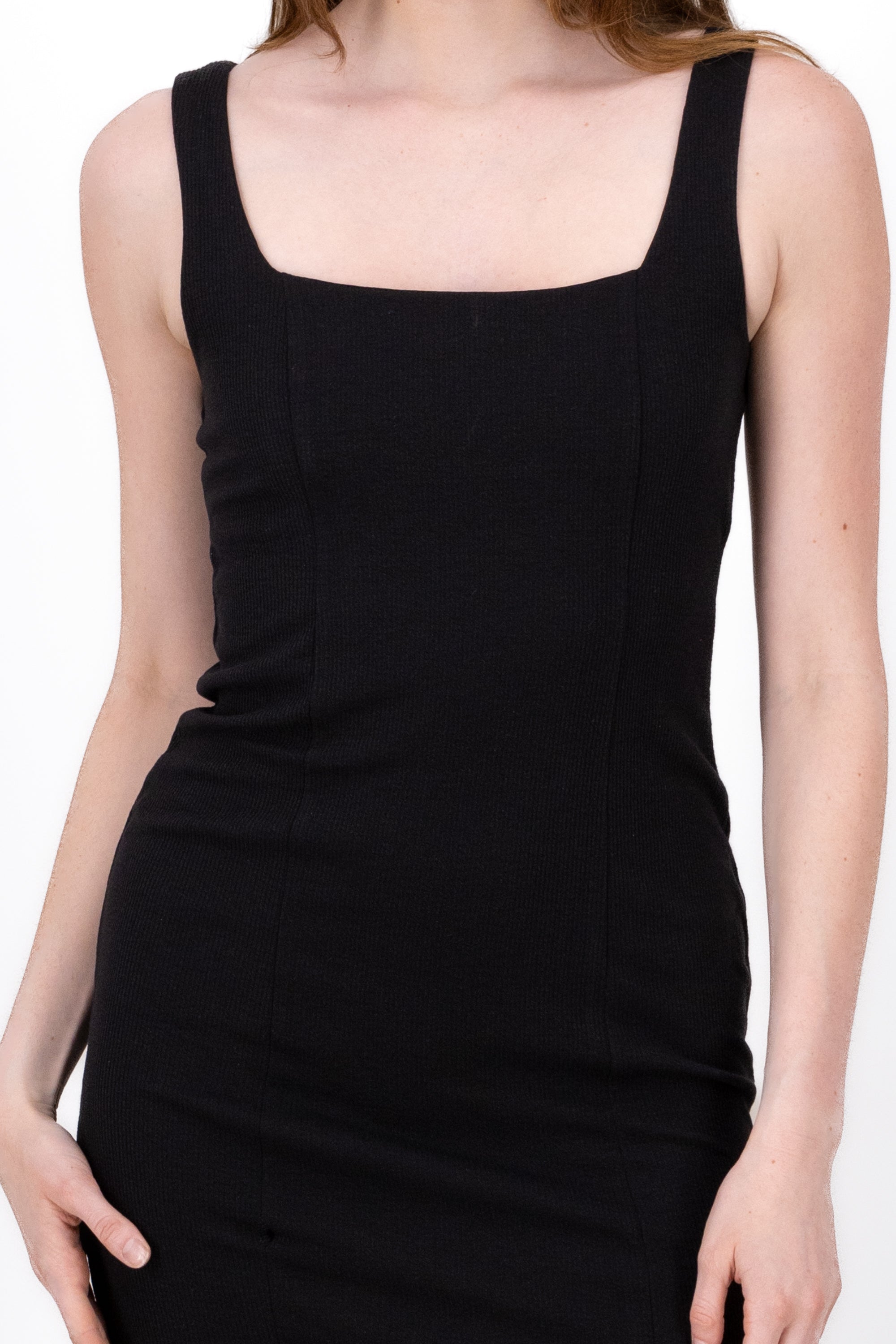 Vestido Midi Bodycon Liso NEGRO