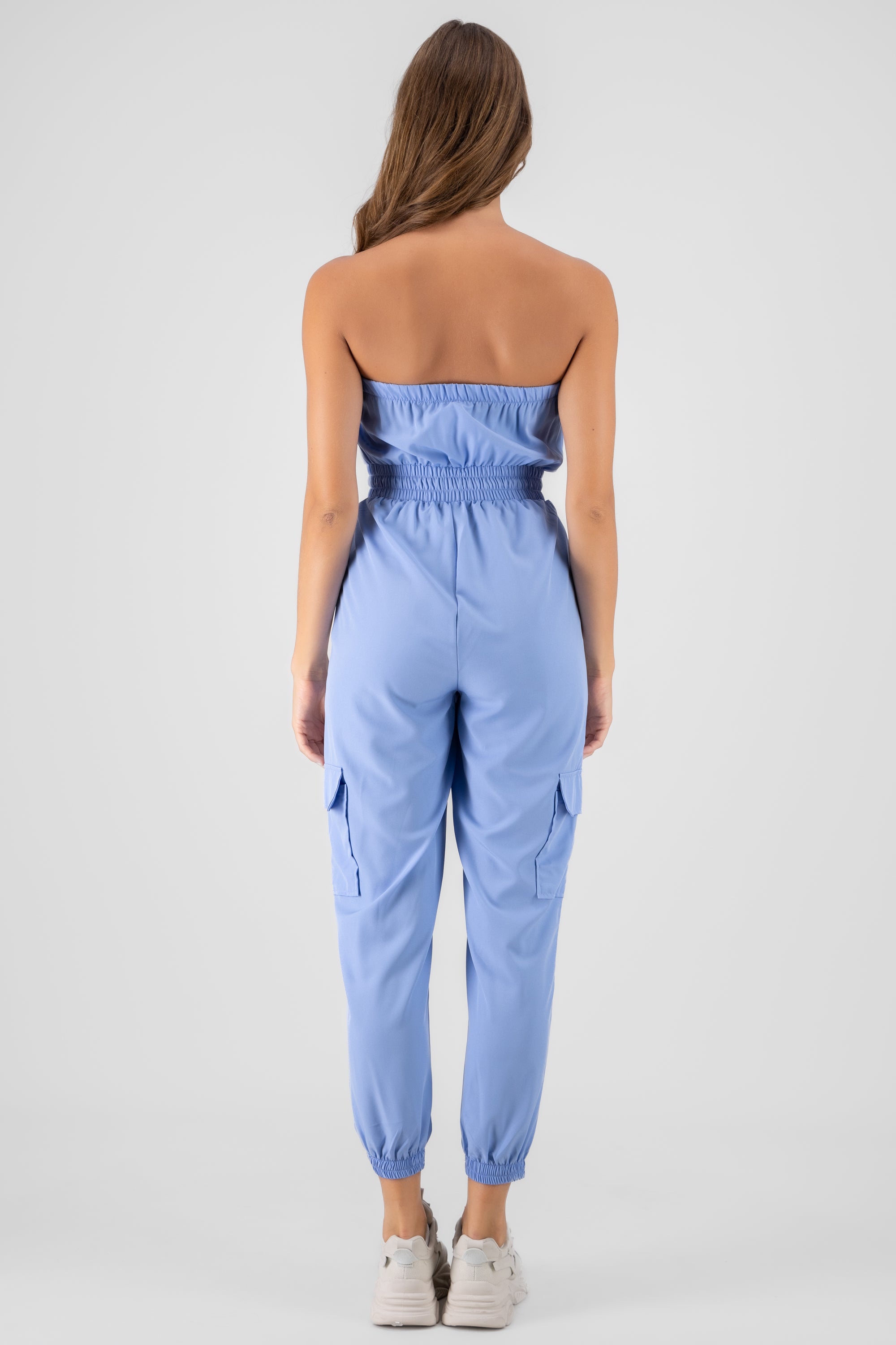 Jumpsuit Strapless Jogger Liso AZUL CIELO