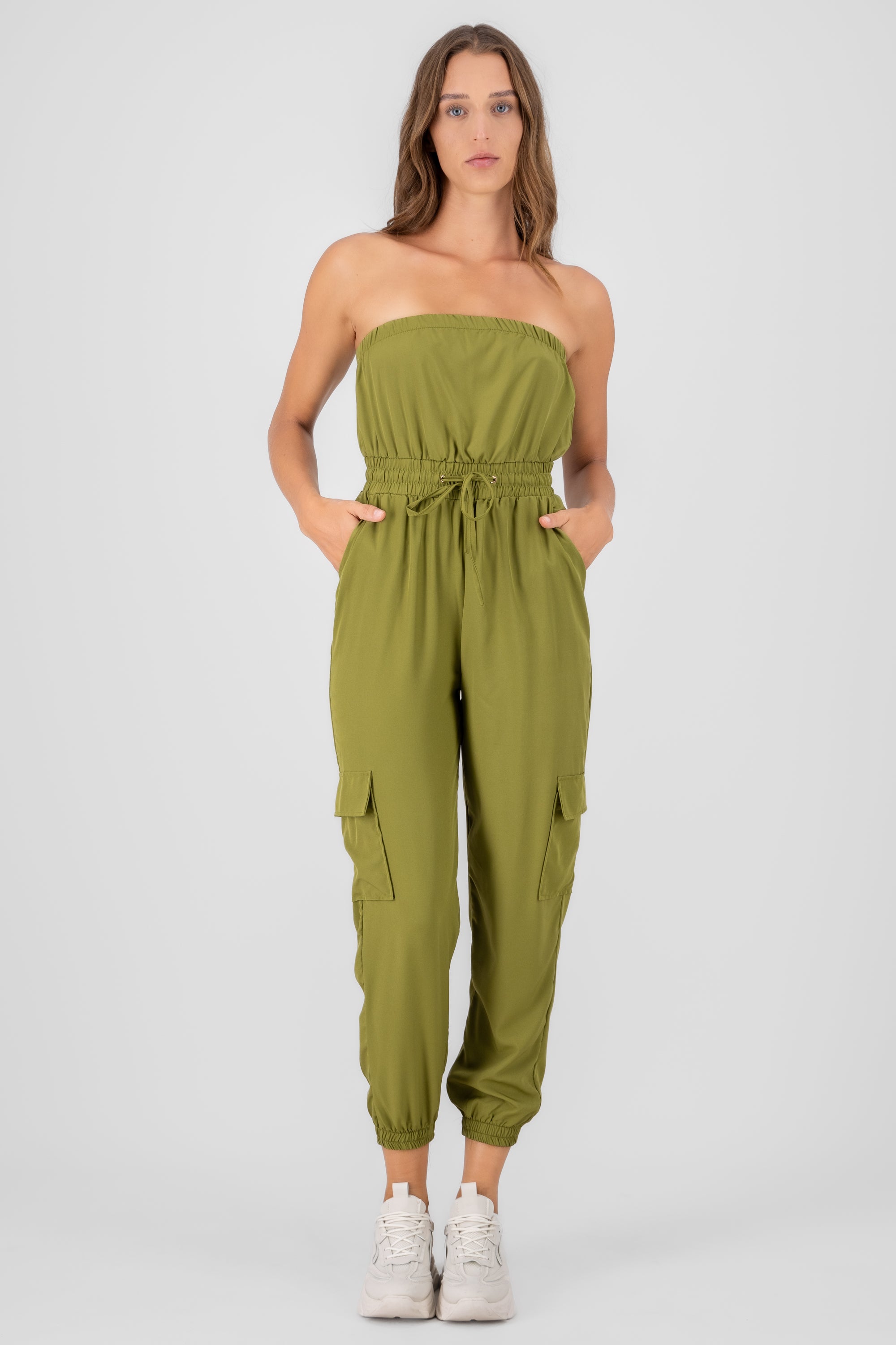 Jumpsuit Strapless Jogger Liso VERDE