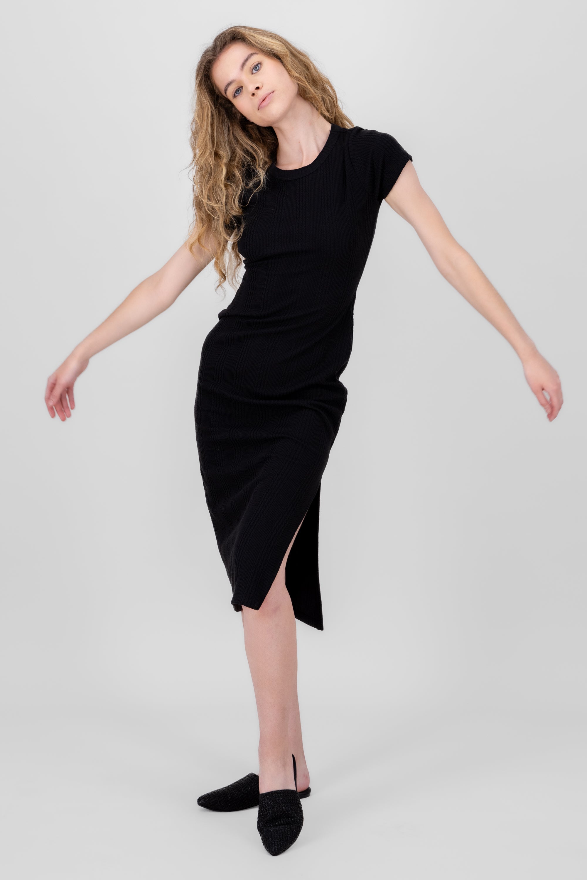 Vestido bodycon textura NEGRO