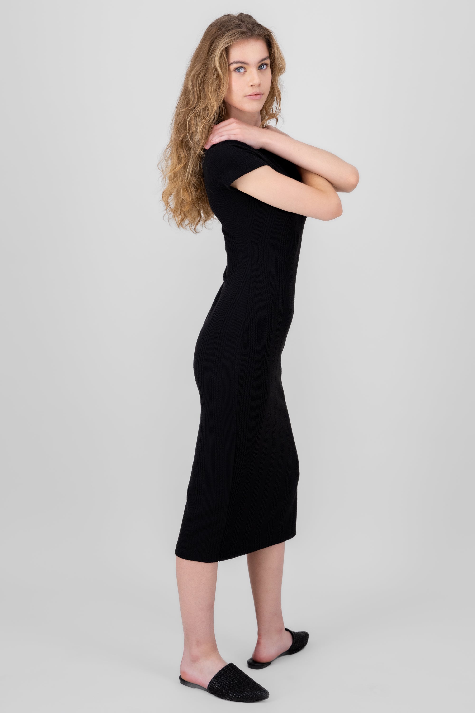 Vestido bodycon textura NEGRO