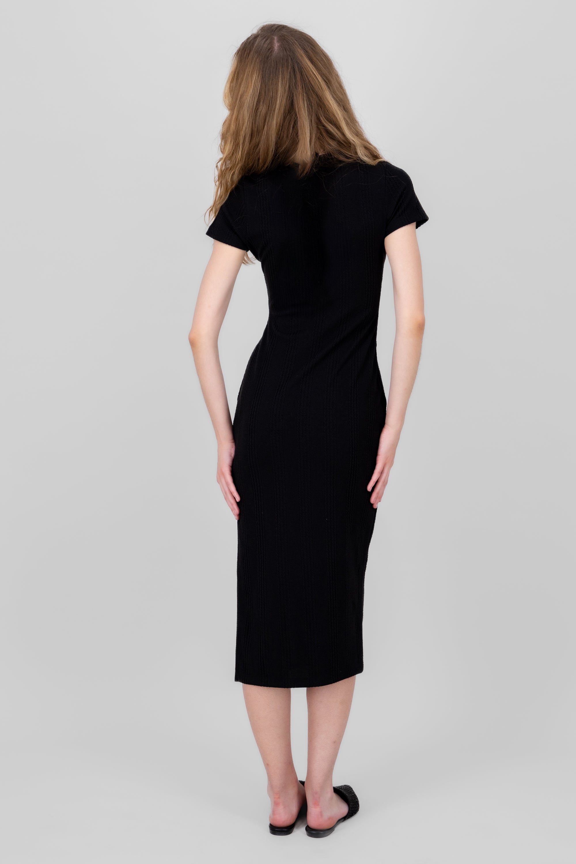 Vestido bodycon textura NEGRO