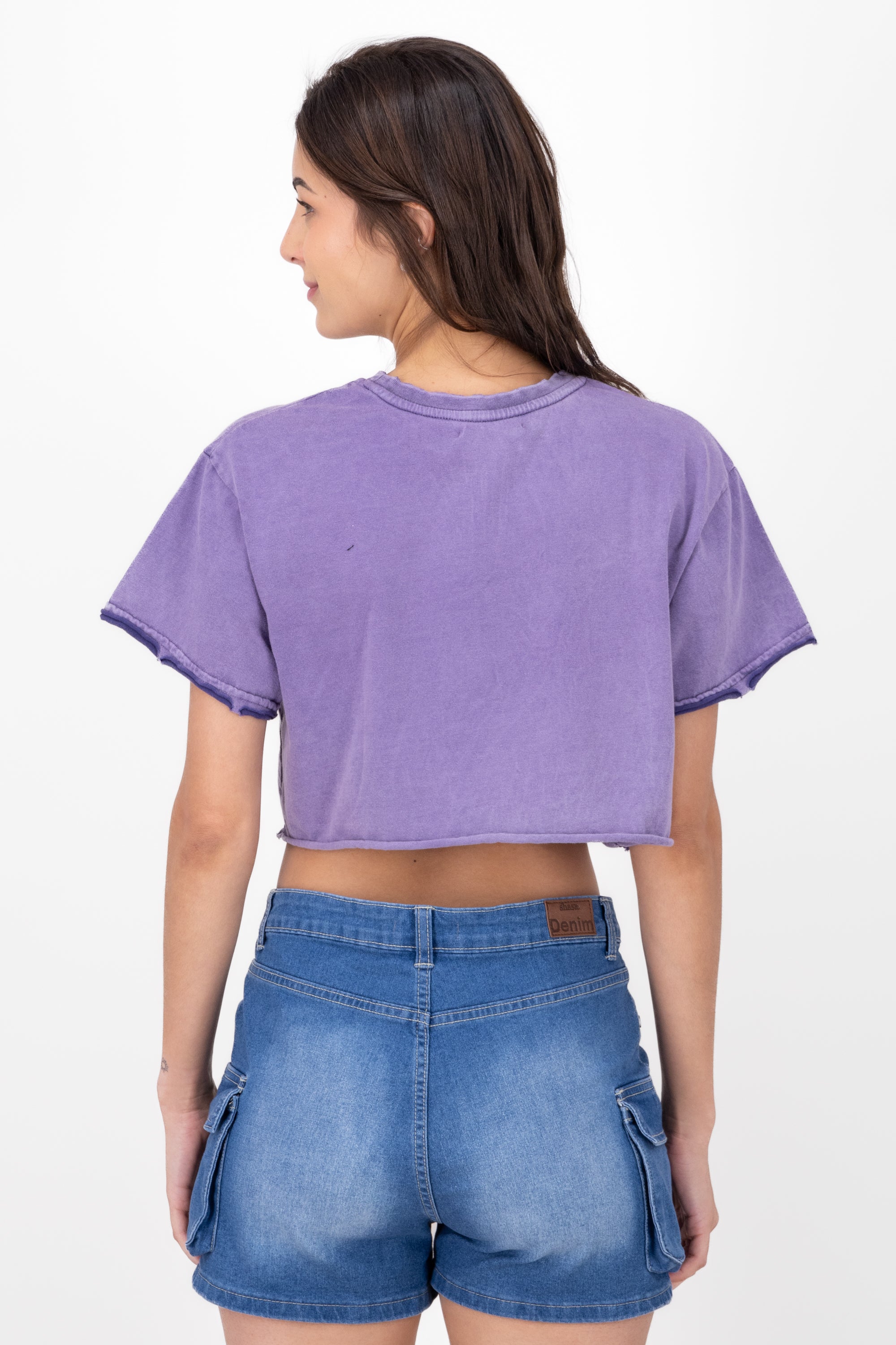 Playera sol luna acid wash MORADO