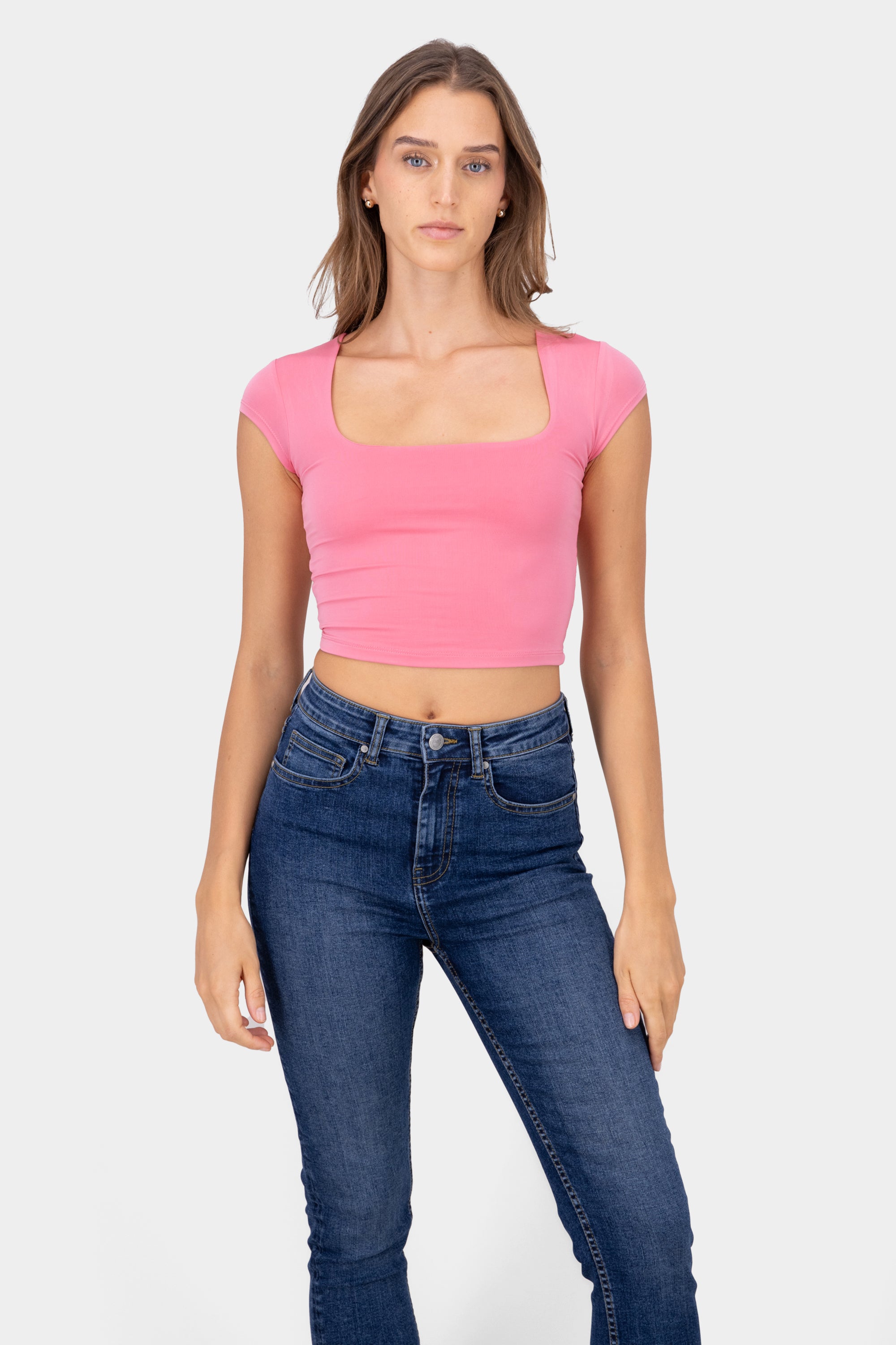 Playera crop escote cuadrado FIUSHA