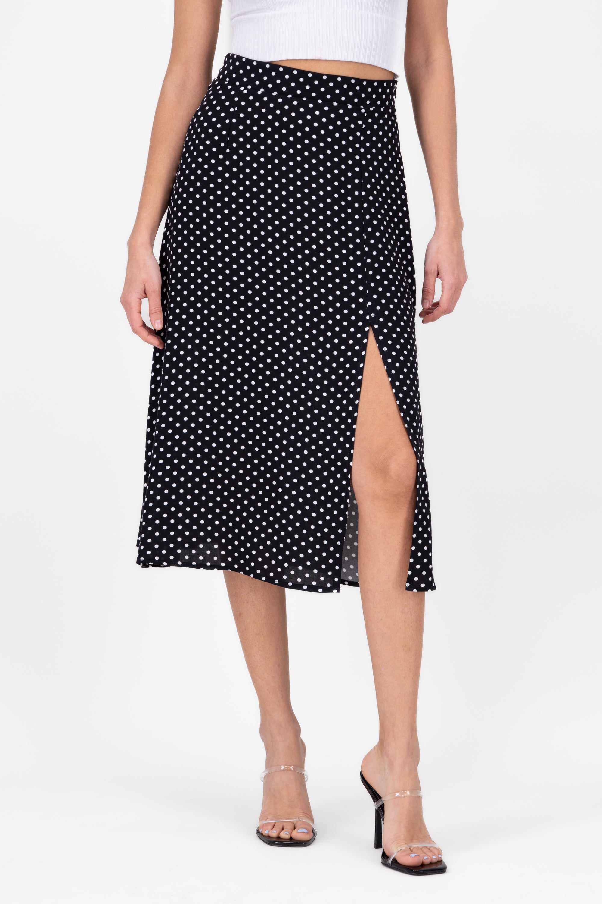 Falda midi lunares NEGRO COMBO