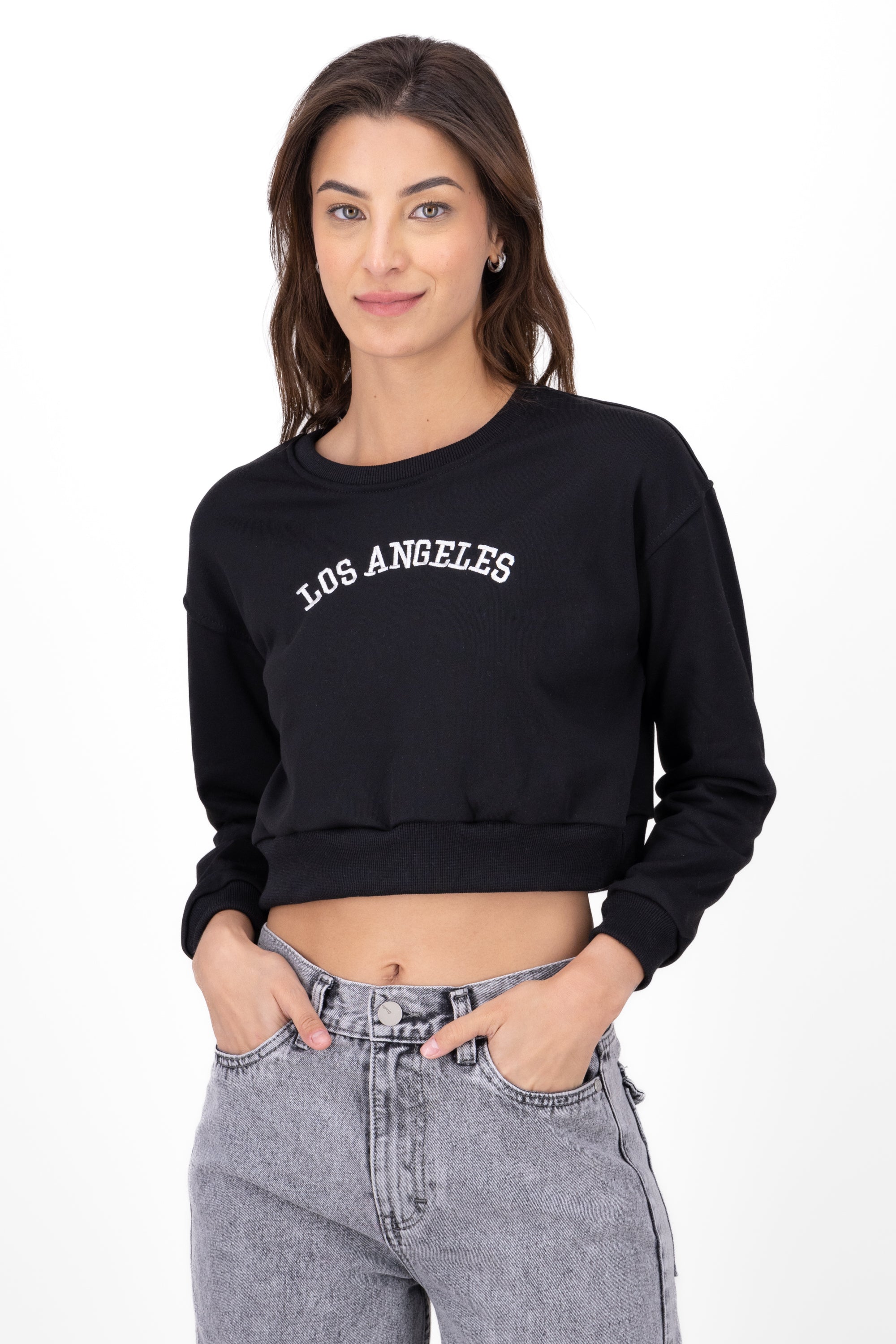 Sudadera cropped los angeles NEGRO