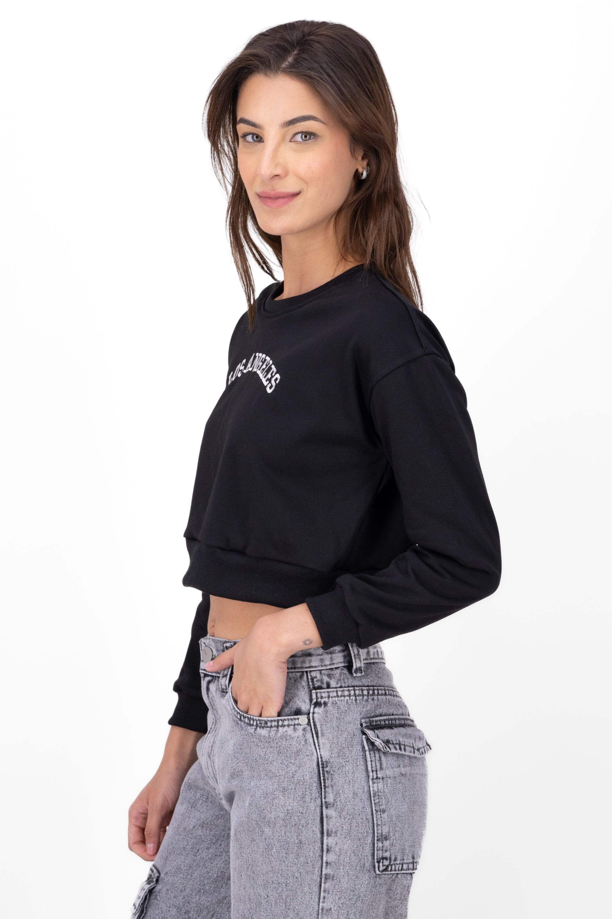 Sudadera cropped los angeles NEGRO