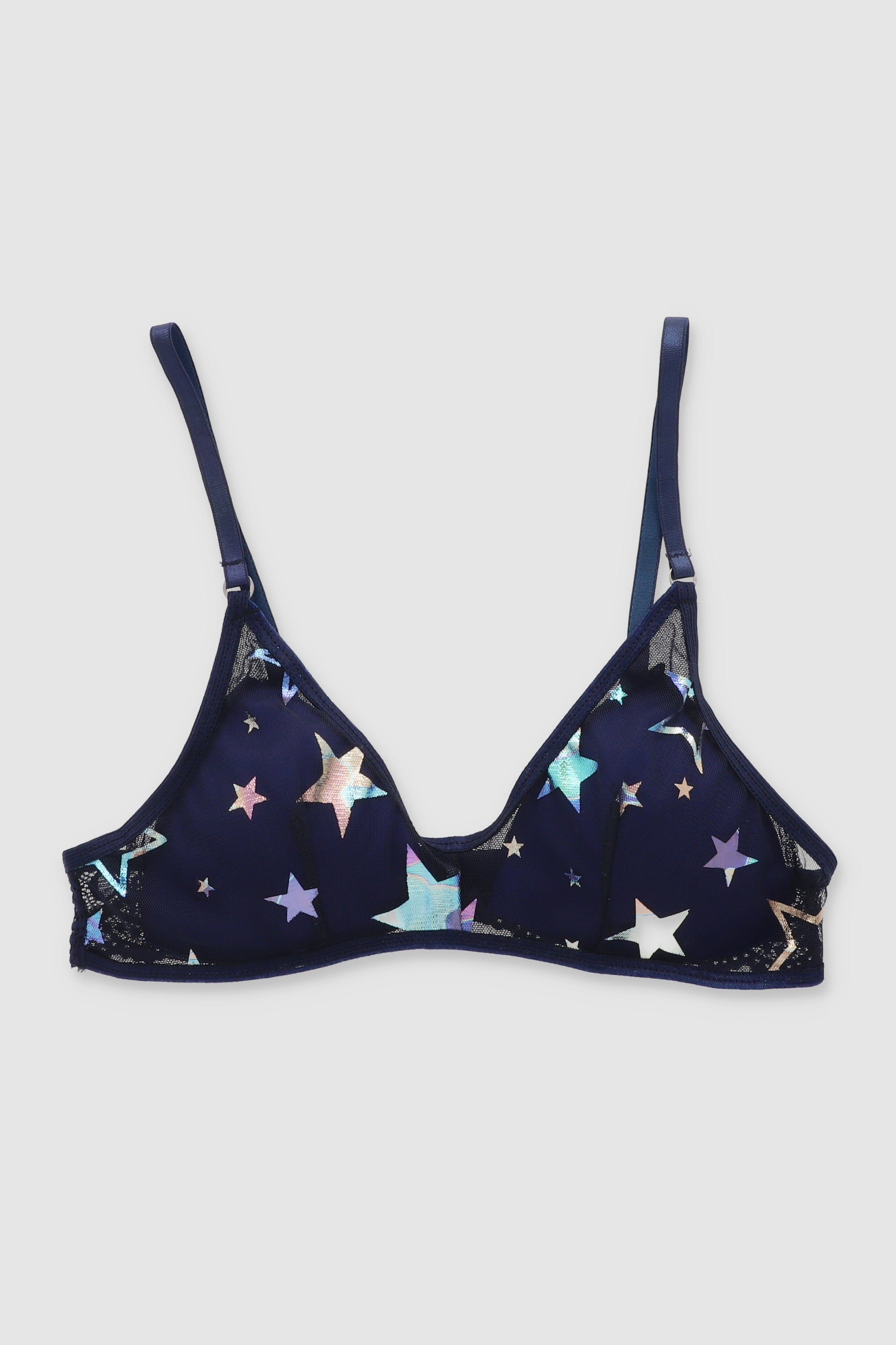 Bralette estrellas con textura metálico AZUL