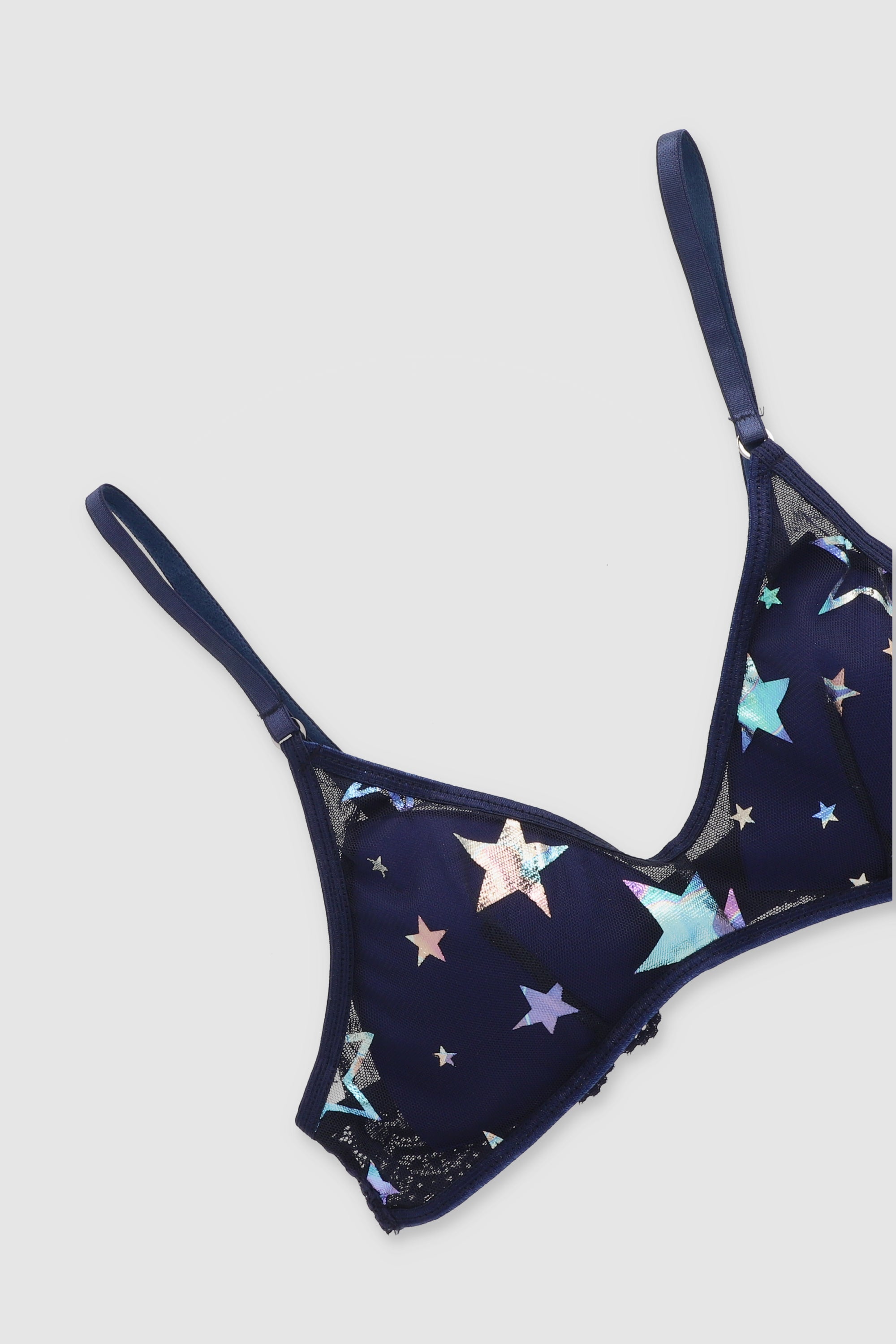 Bralette estrellas con textura metálico AZUL