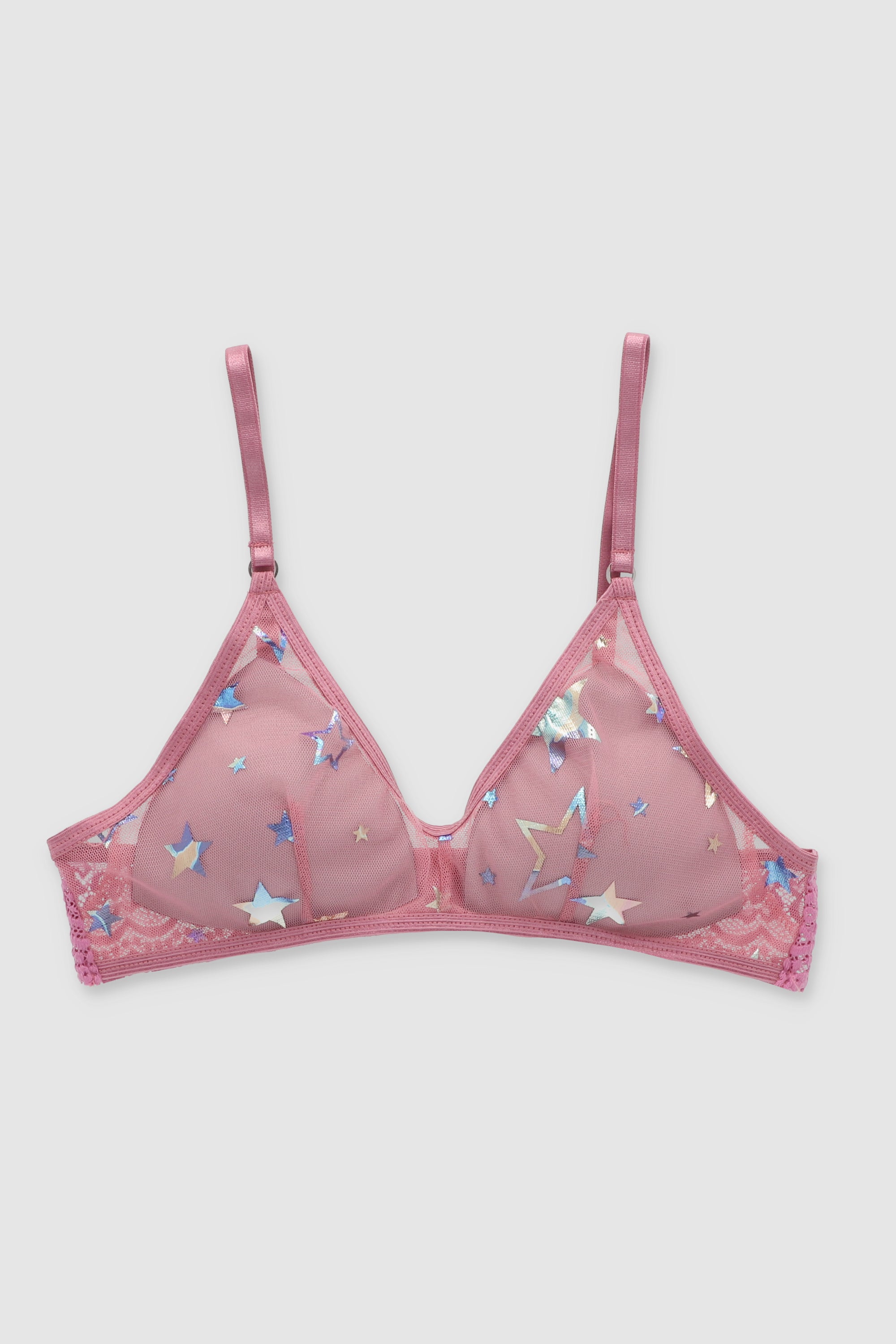 Bralette estrellas con textura metálico PALO DE ROSA