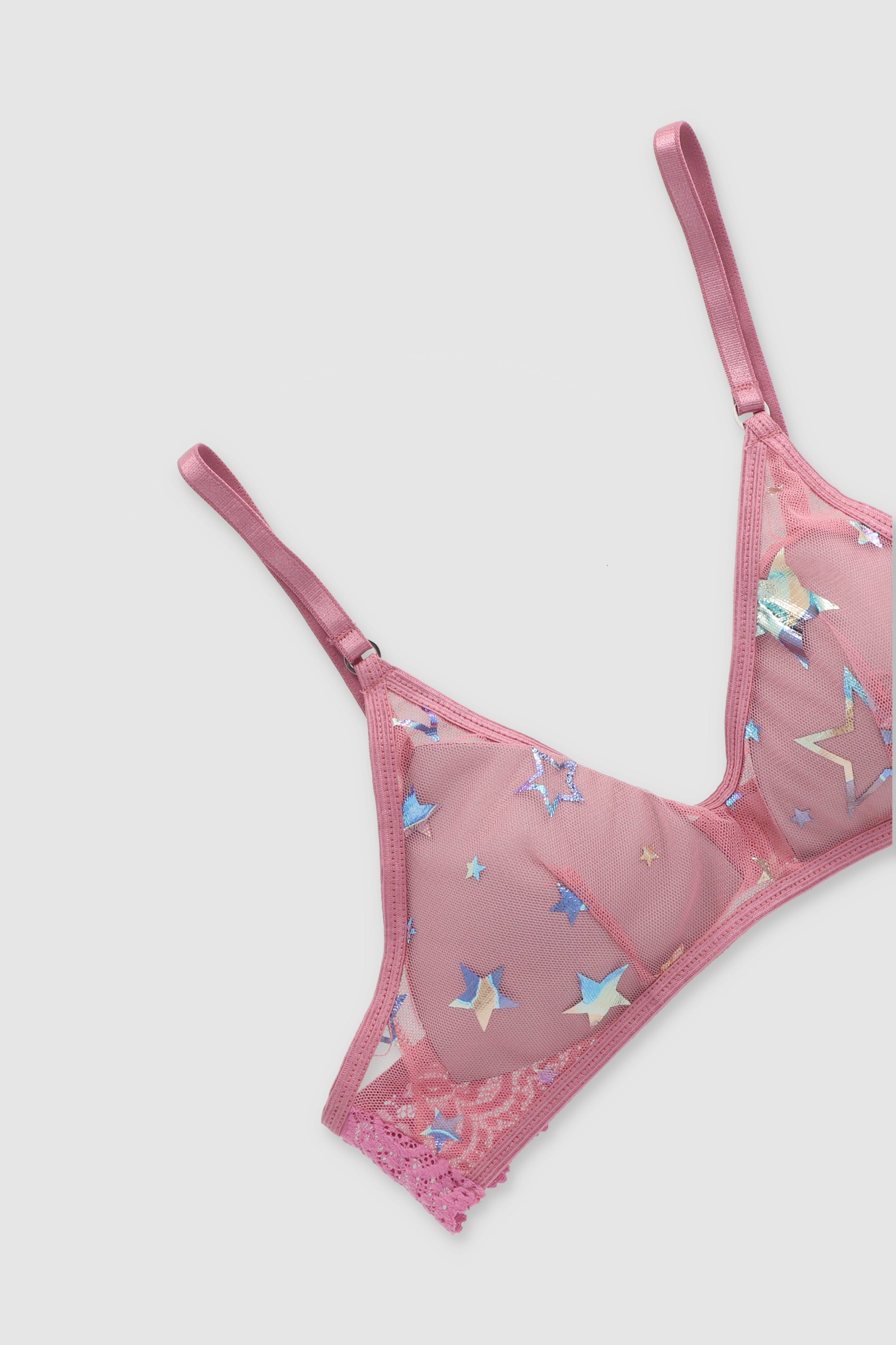 Bralette estrellas con textura metálico PALO DE ROSA