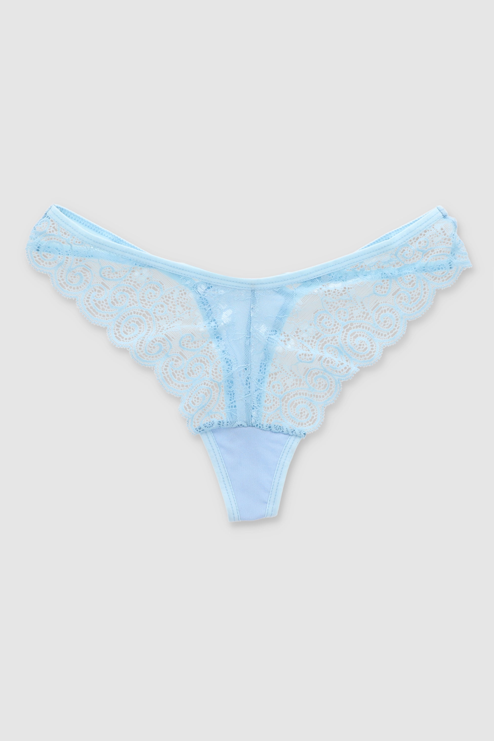 Tanga de encaje con bies AZUL PASTEL