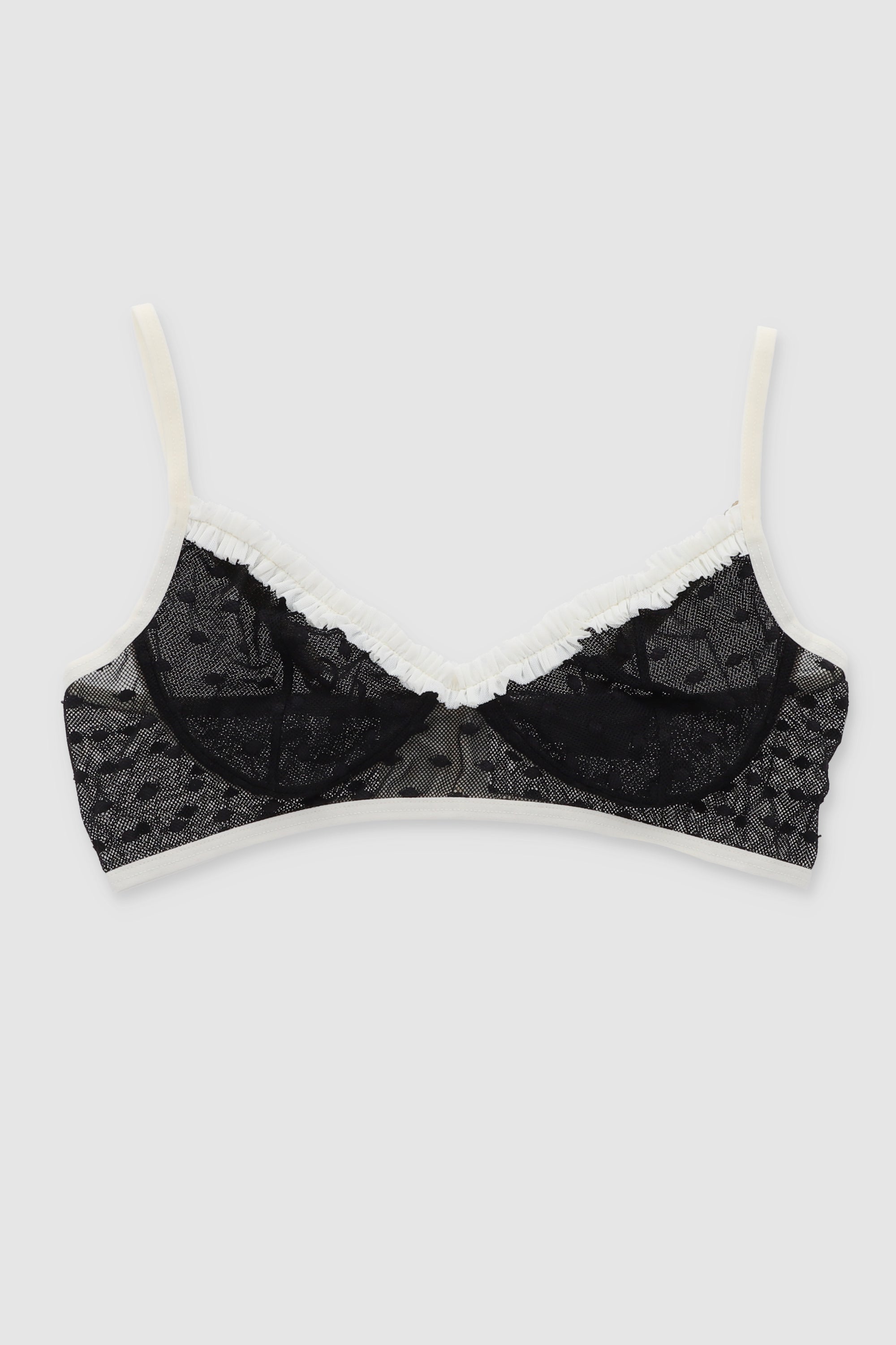 Bralette de olanes con puntos NEGRO