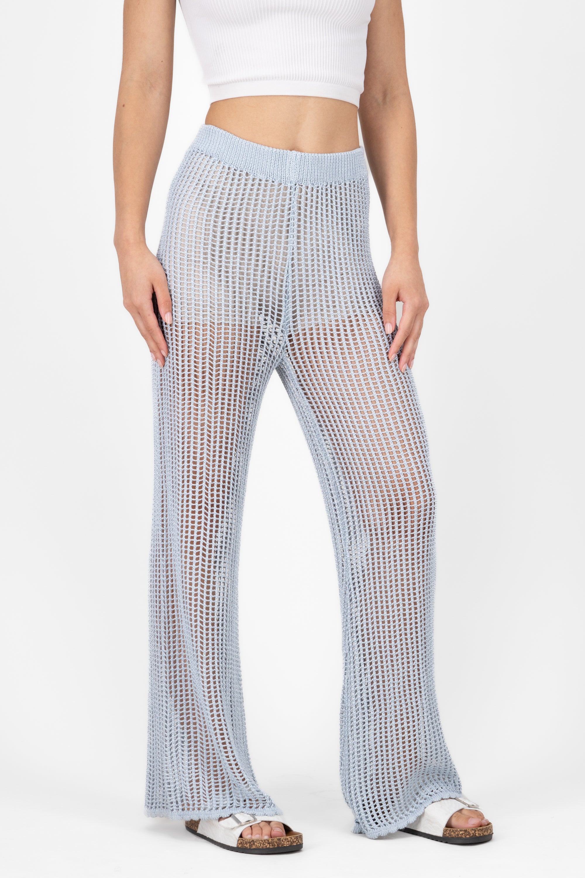 Pantalon tejido crochet AZUL CIELO