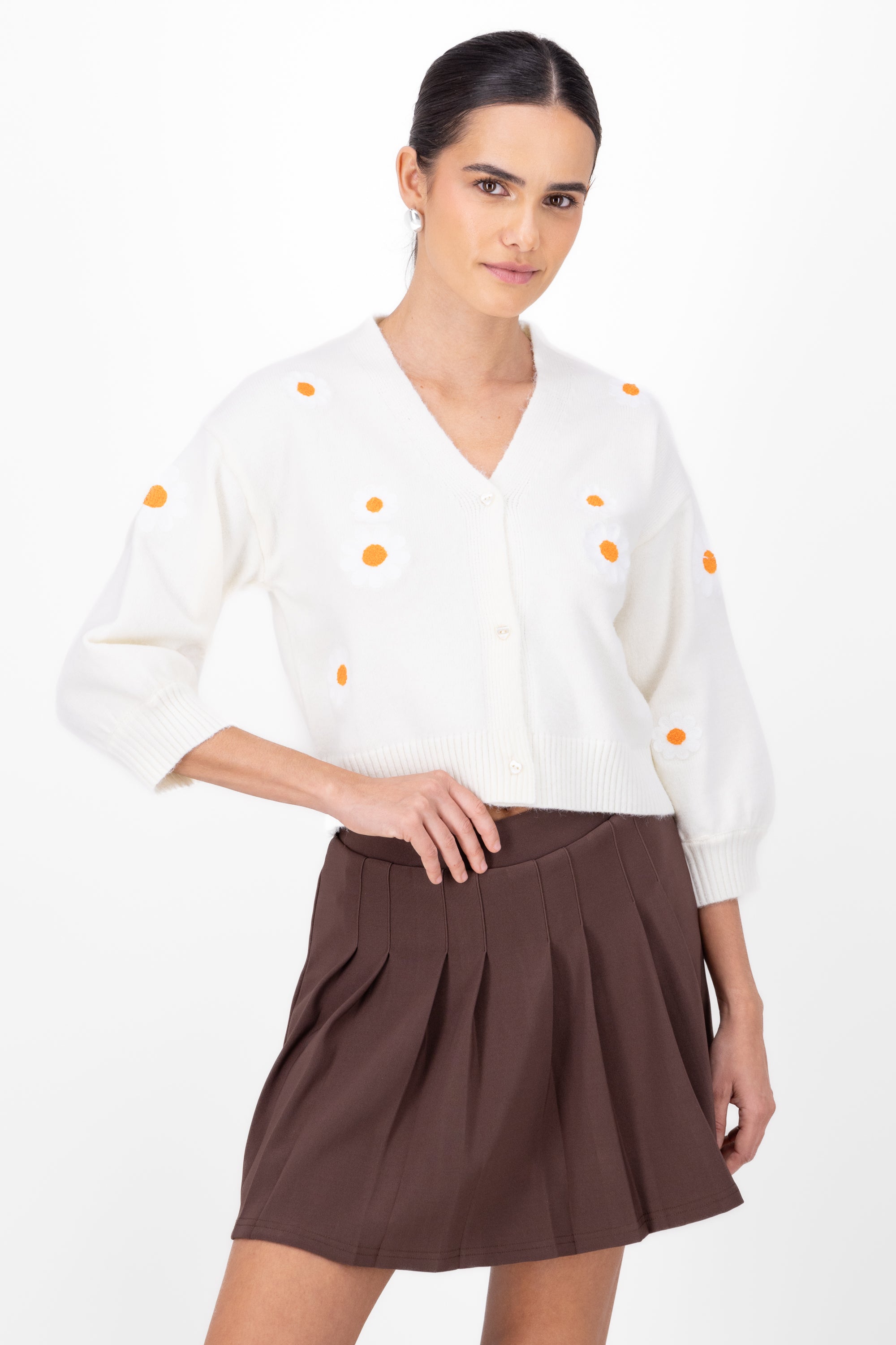Cardigan flores margaritas BLANCO COMBO