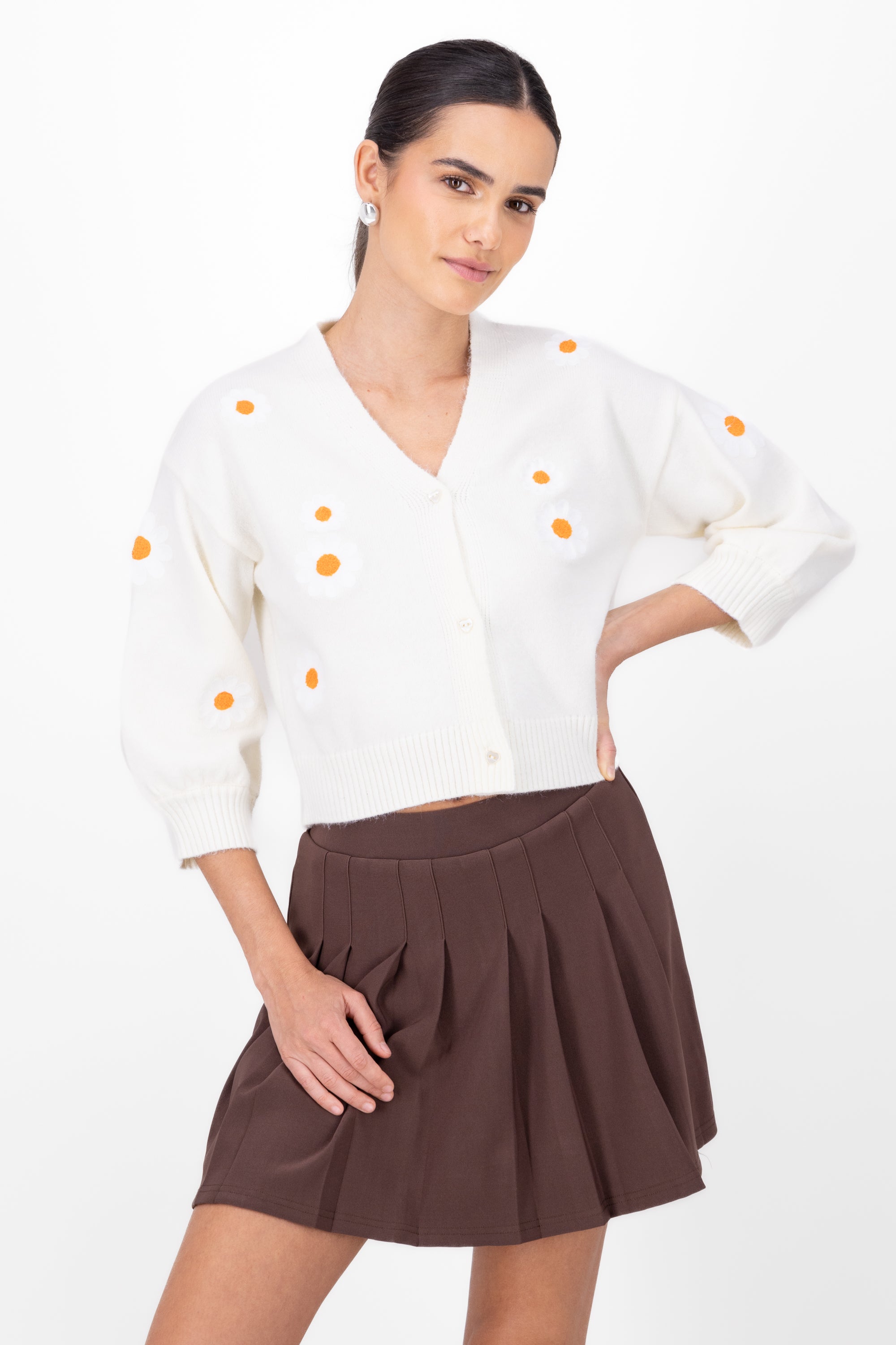 Cardigan flores margaritas BLANCO COMBO