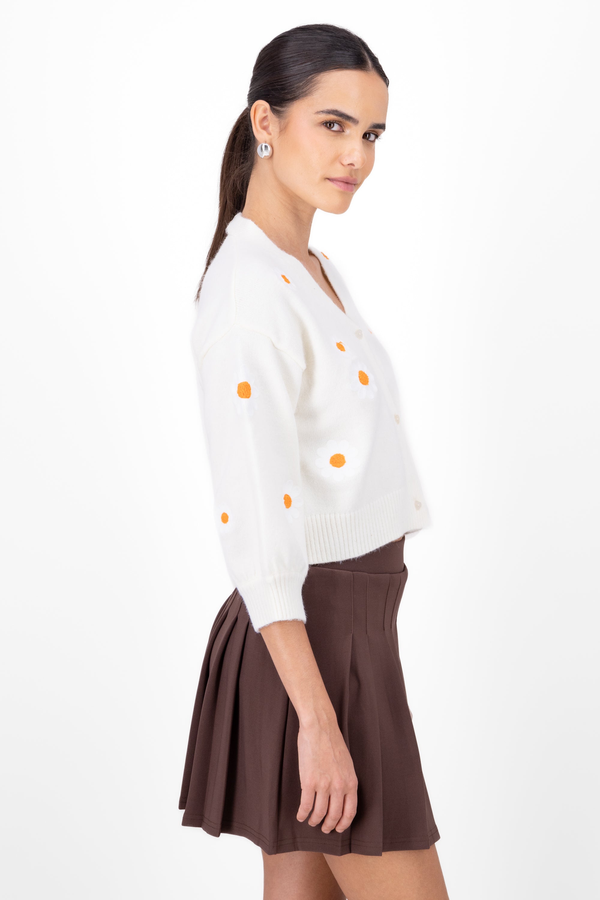 Cardigan flores margaritas BLANCO COMBO