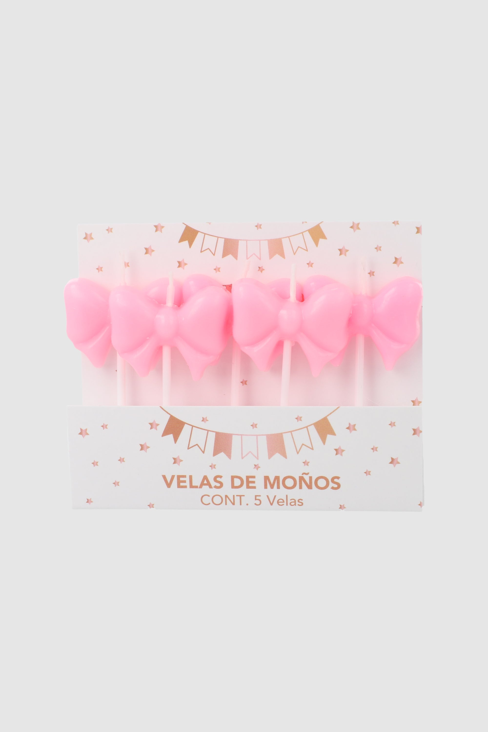 Set 5 velas moño ROSA