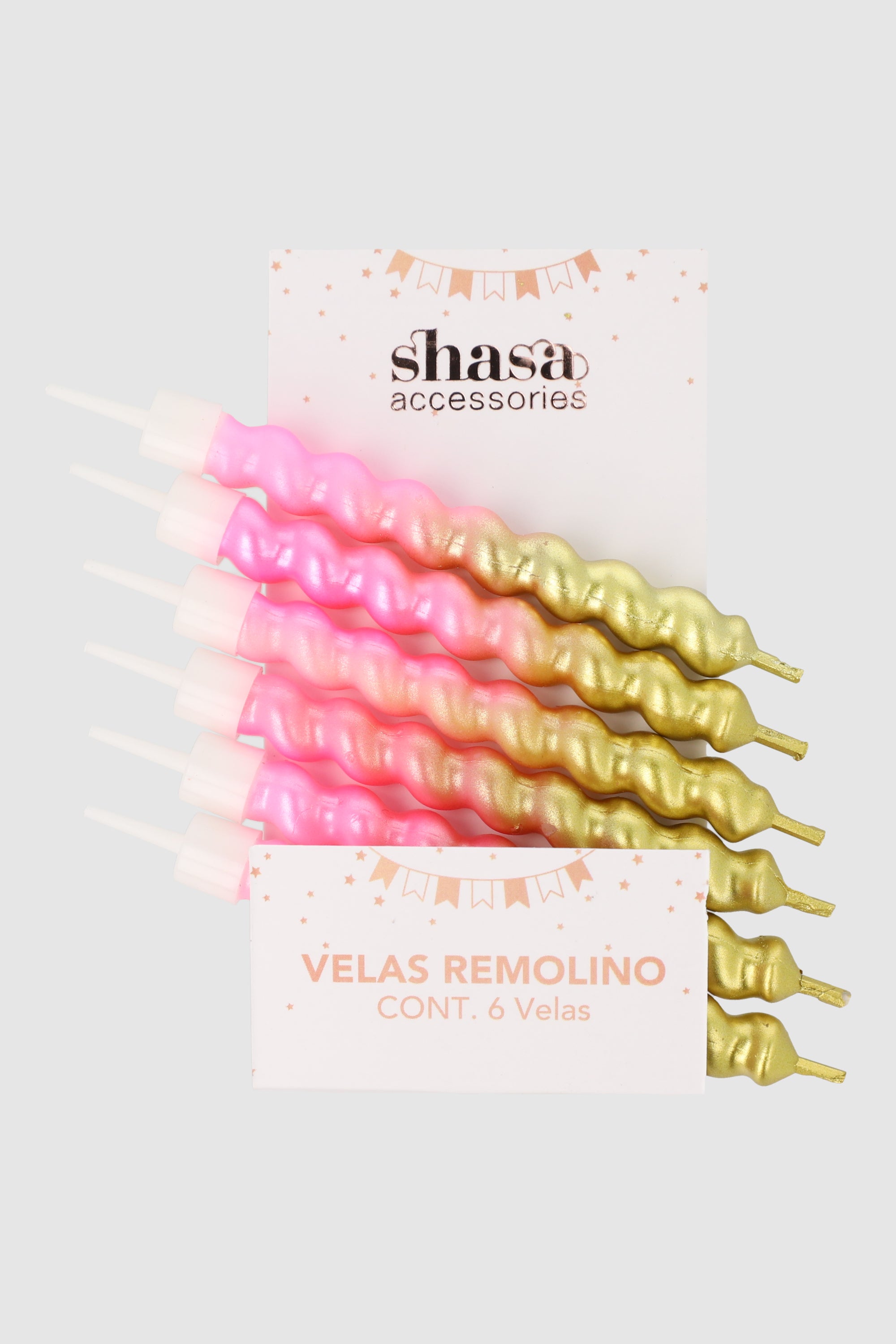 Set 6 velas twist degradado ROSA