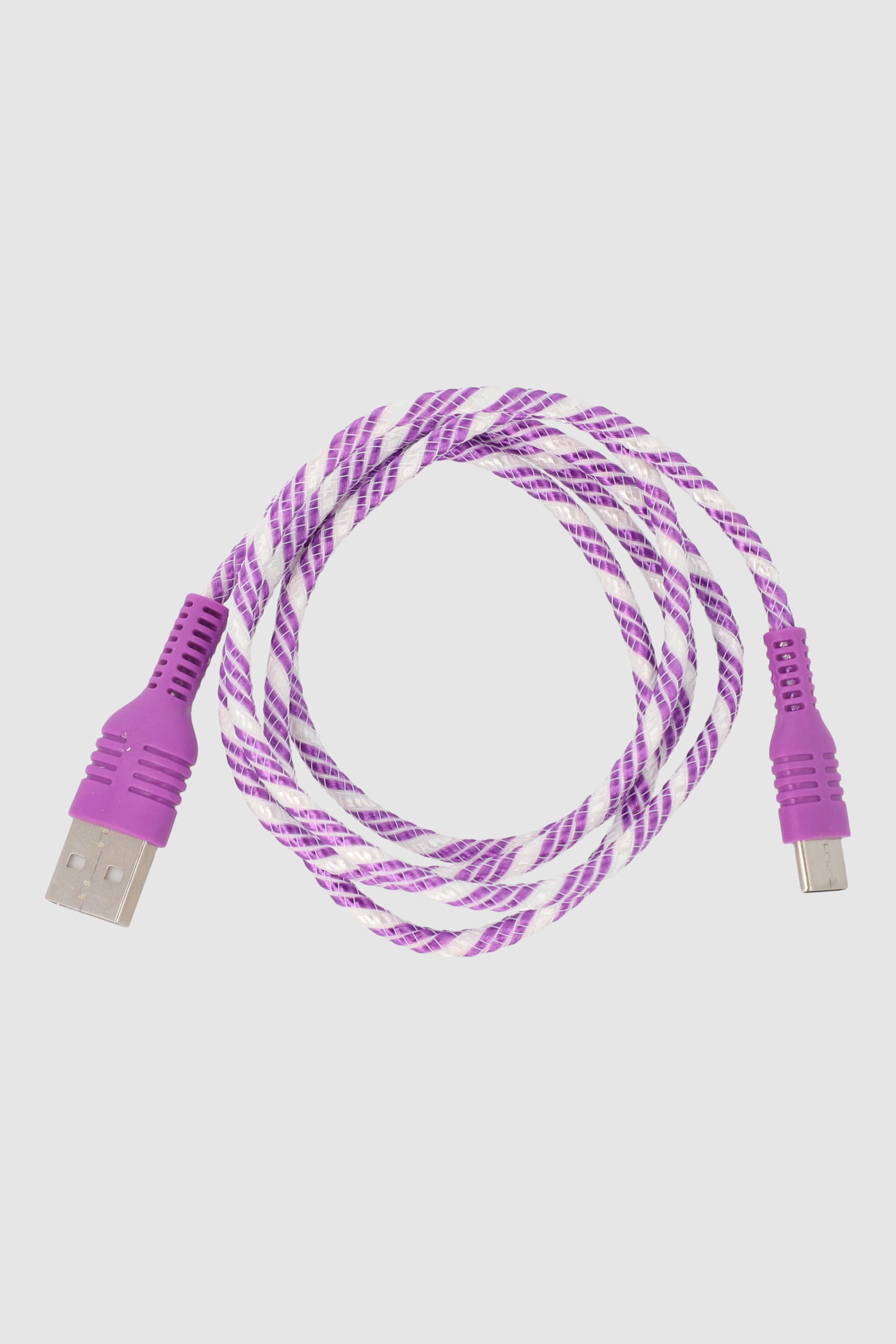 Cable cargador agujeta diagonal tipo C MORADO