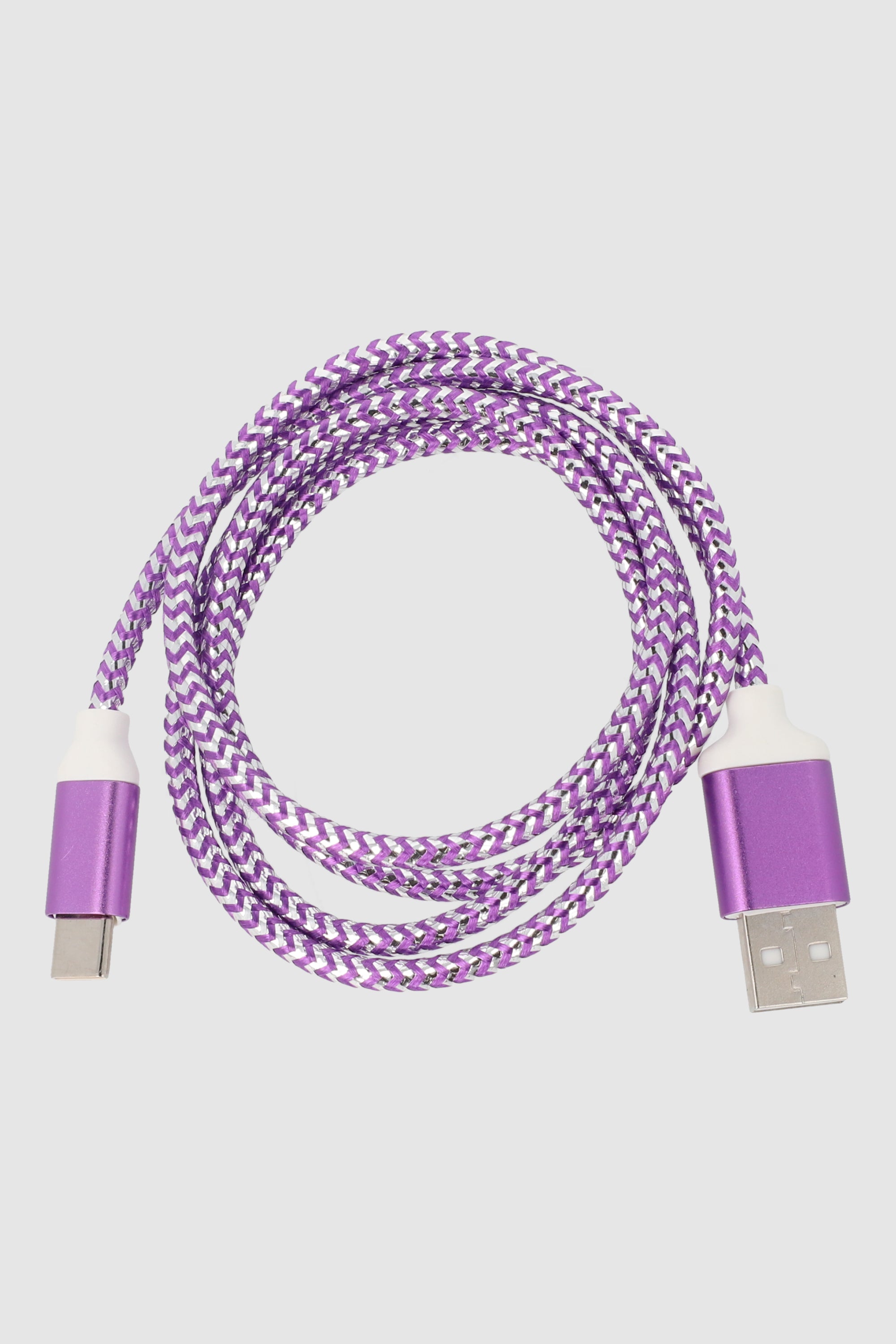 Cable ecargador hilo metalizado tipo C MORADO