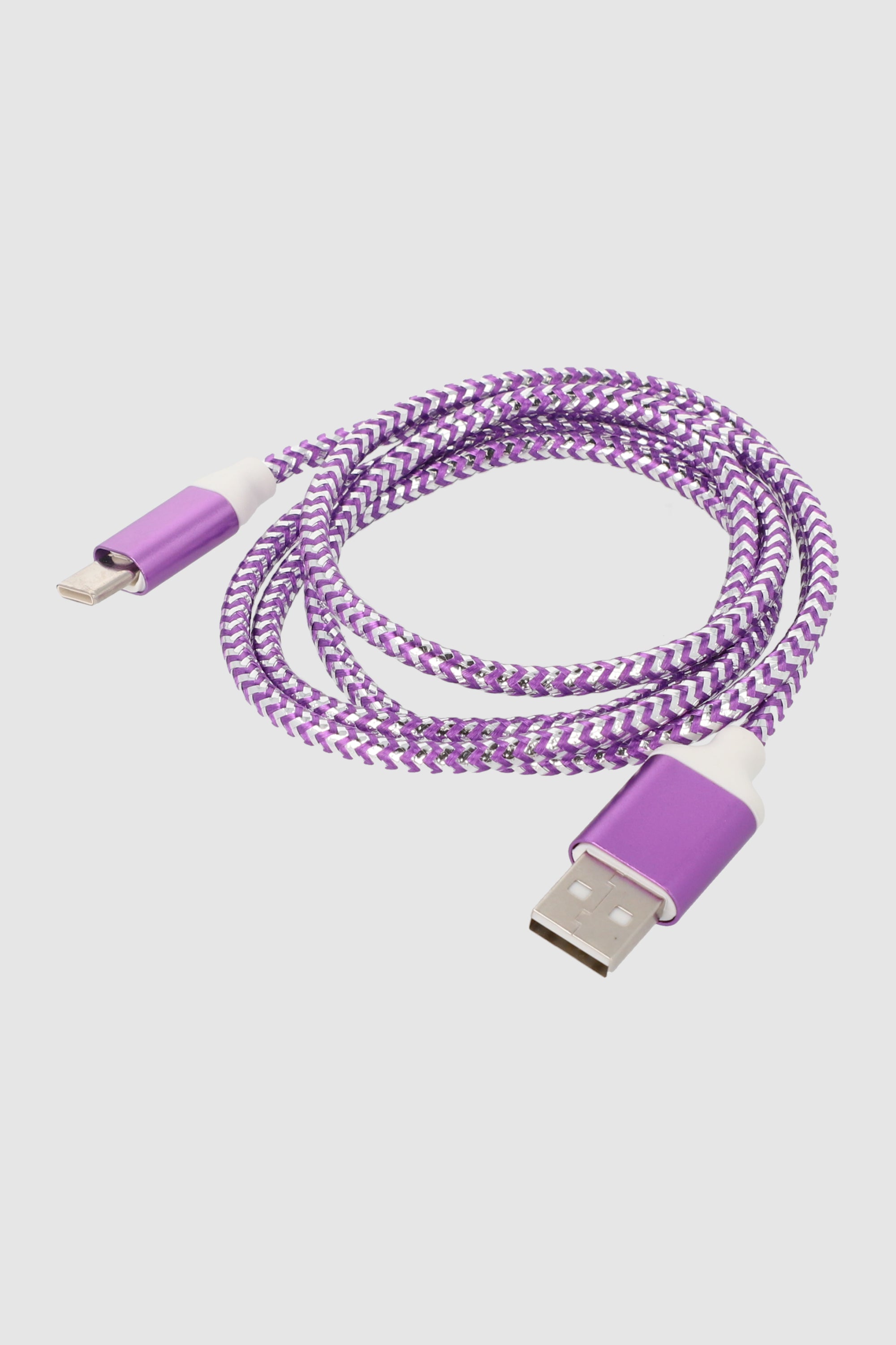 Cable ecargador hilo metalizado tipo C MORADO