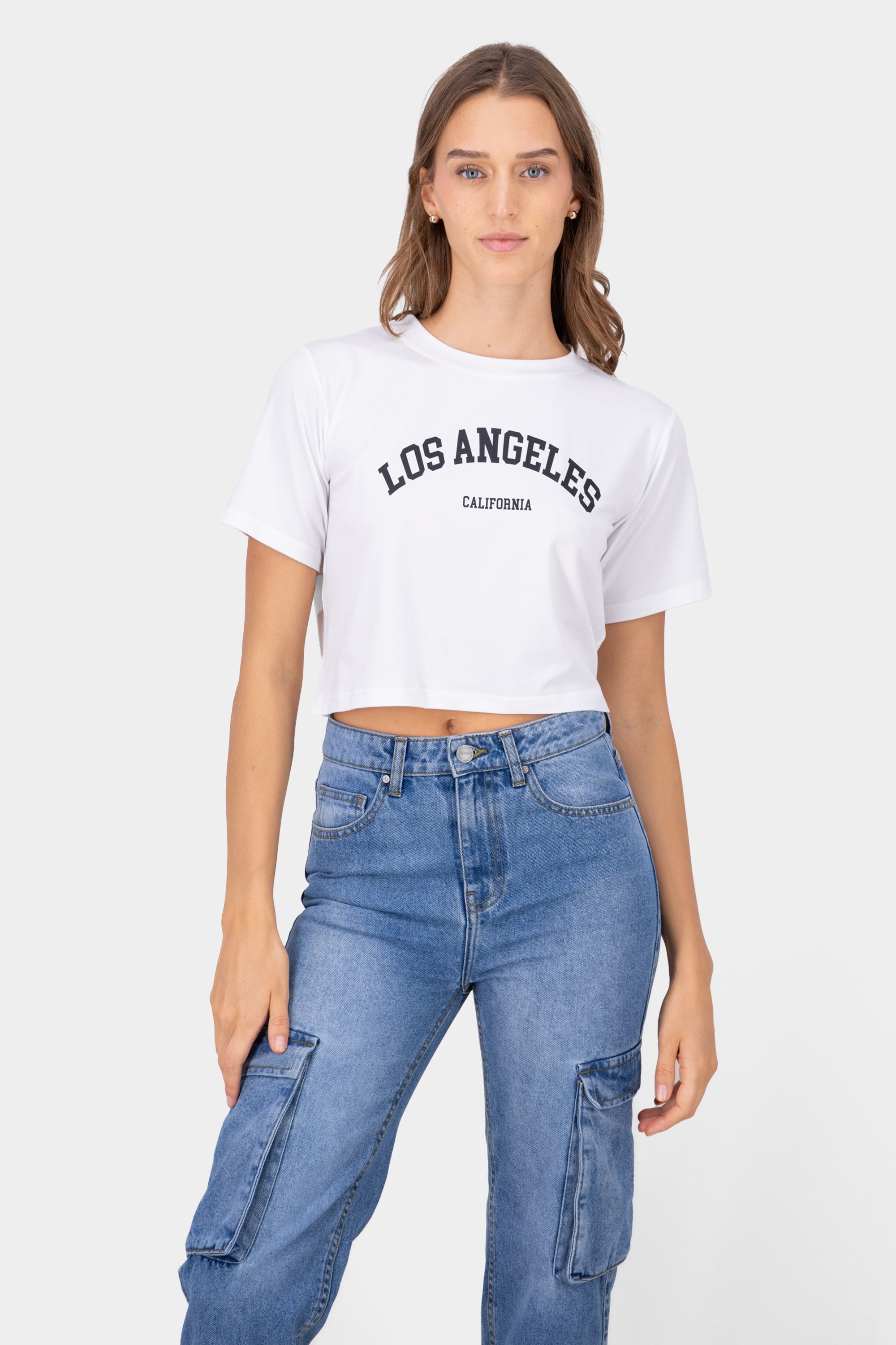 Playera crop los angeles BLANCO