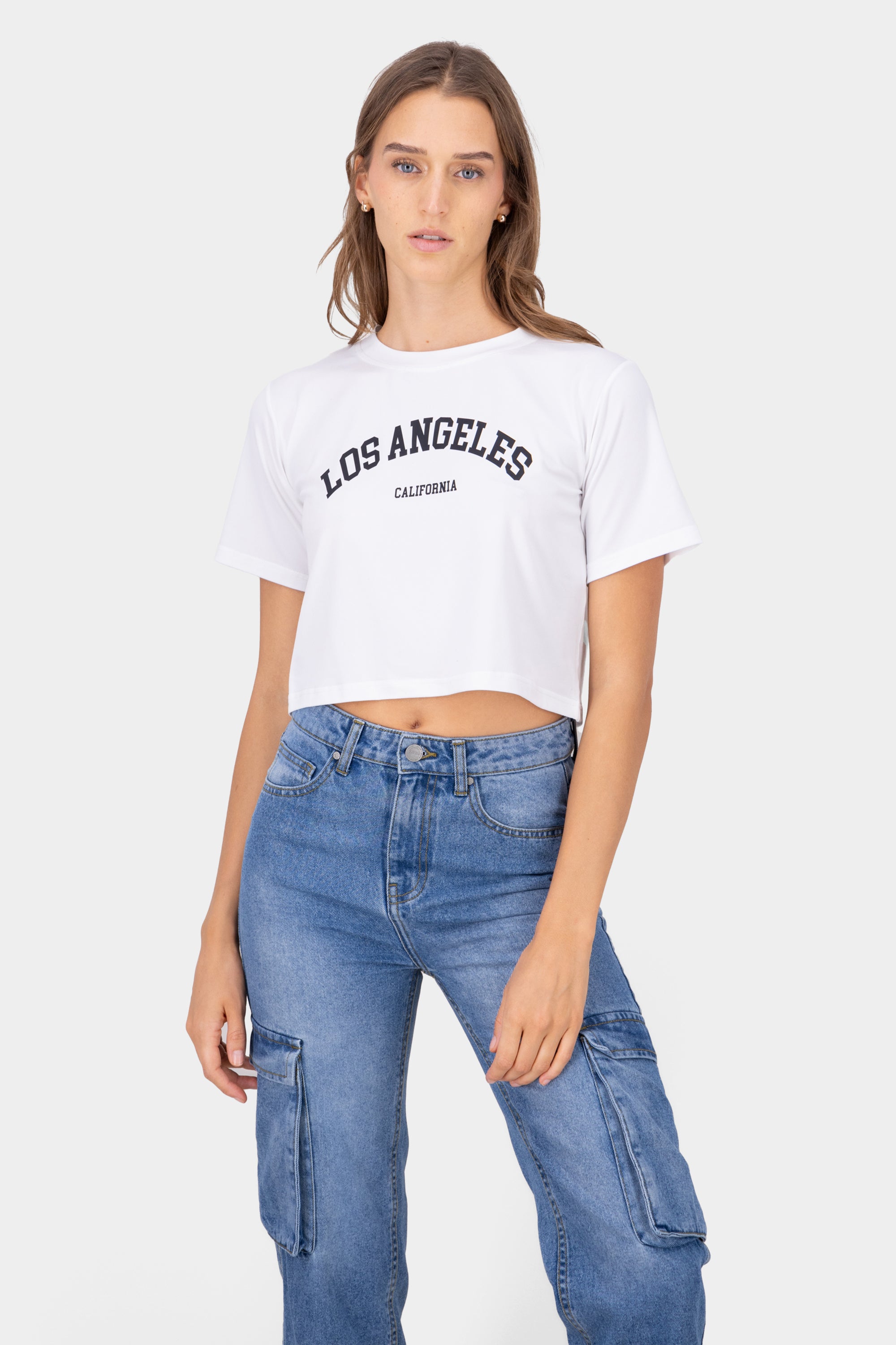 Playera crop los angeles BLANCO