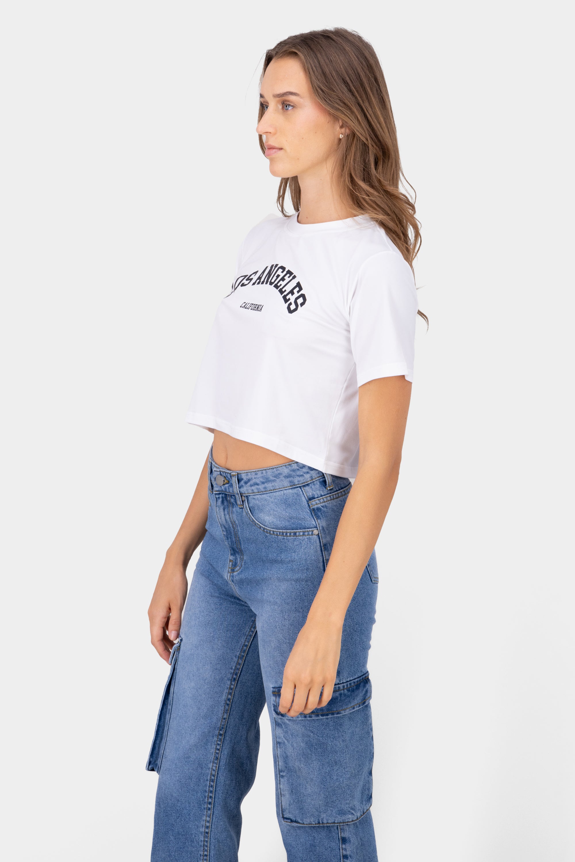 Playera crop los angeles BLANCO