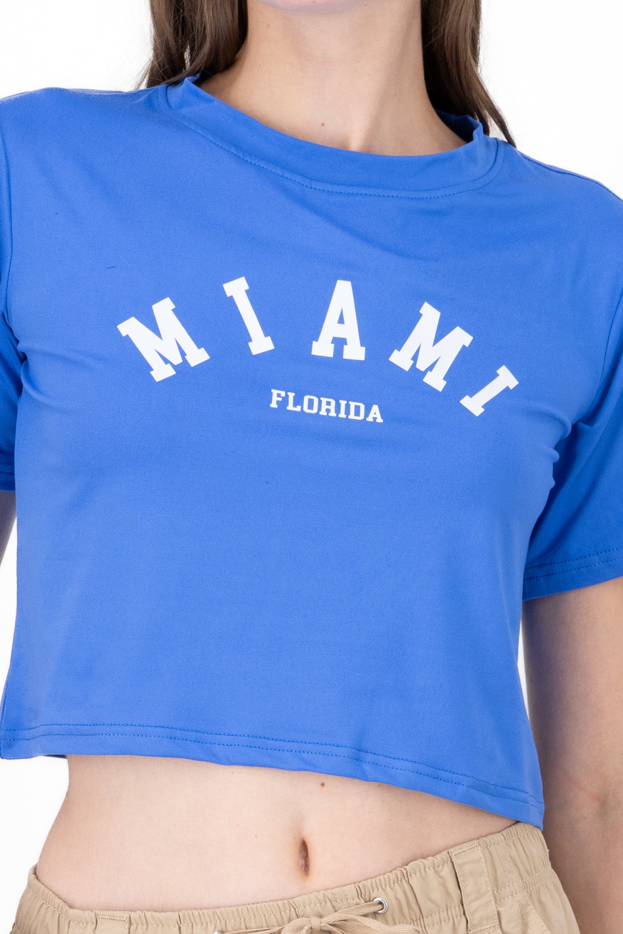 Playera crop miami AZUL ELECTRICO