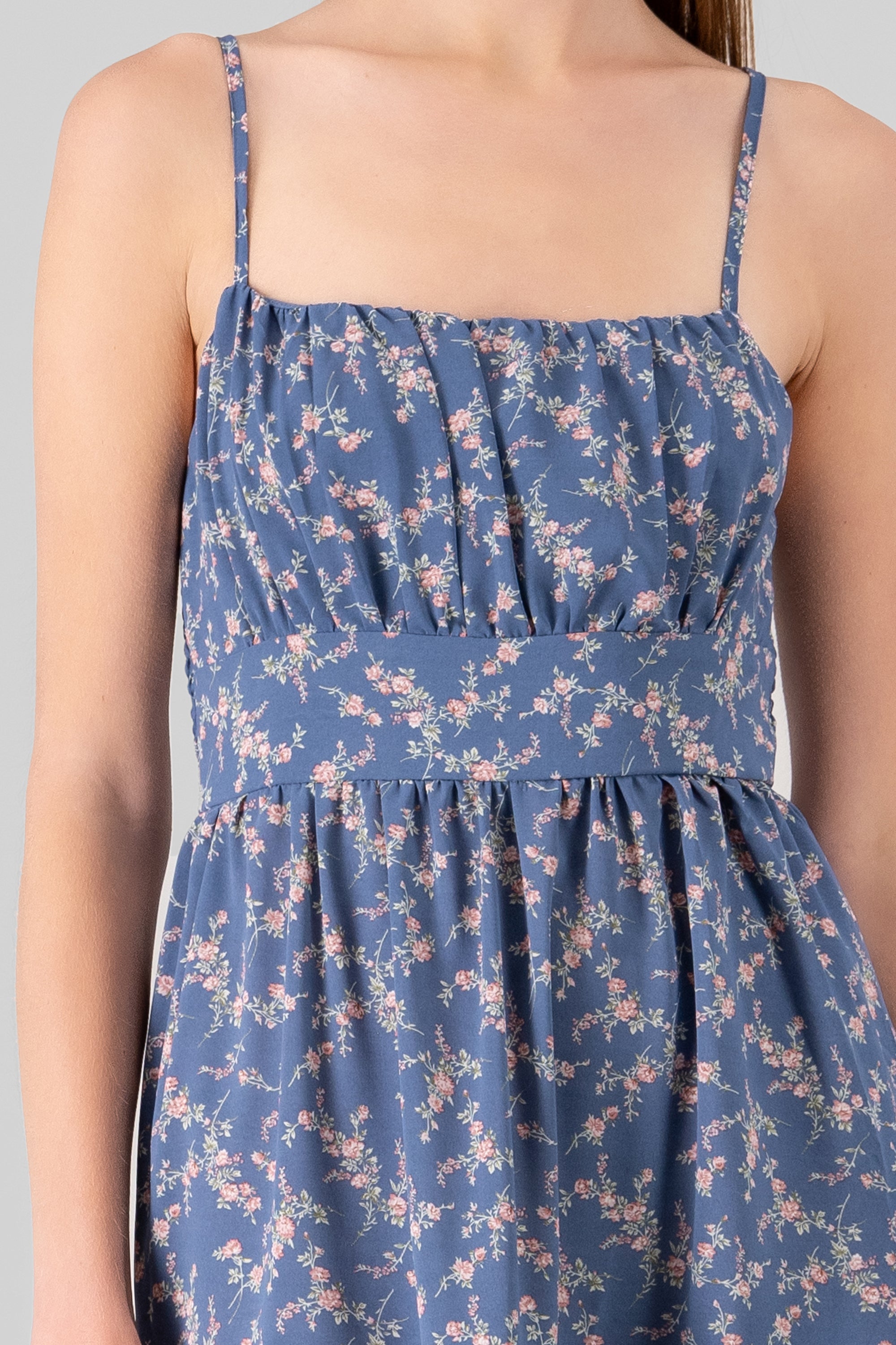 Vestido midi flores AZUL COMBO