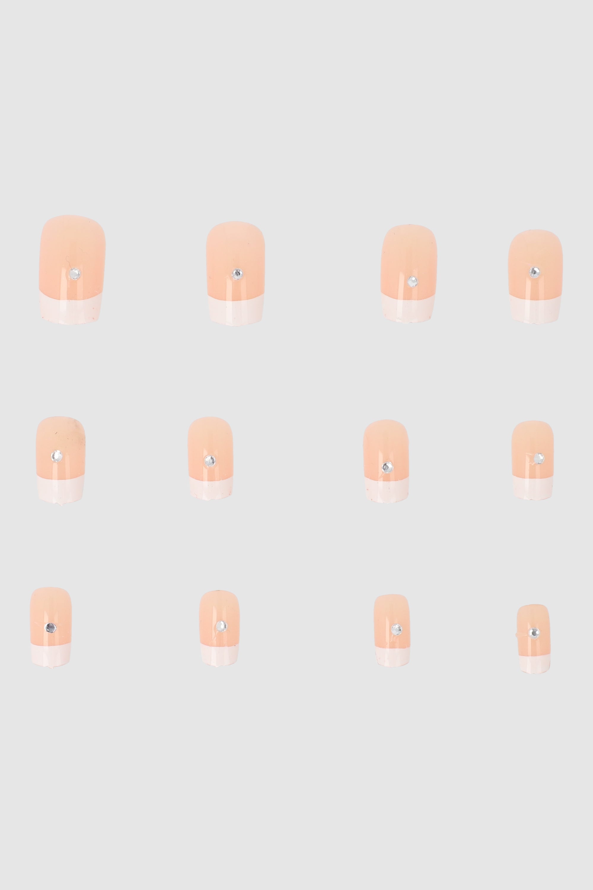 Set 12 uñas french brillo NUDE