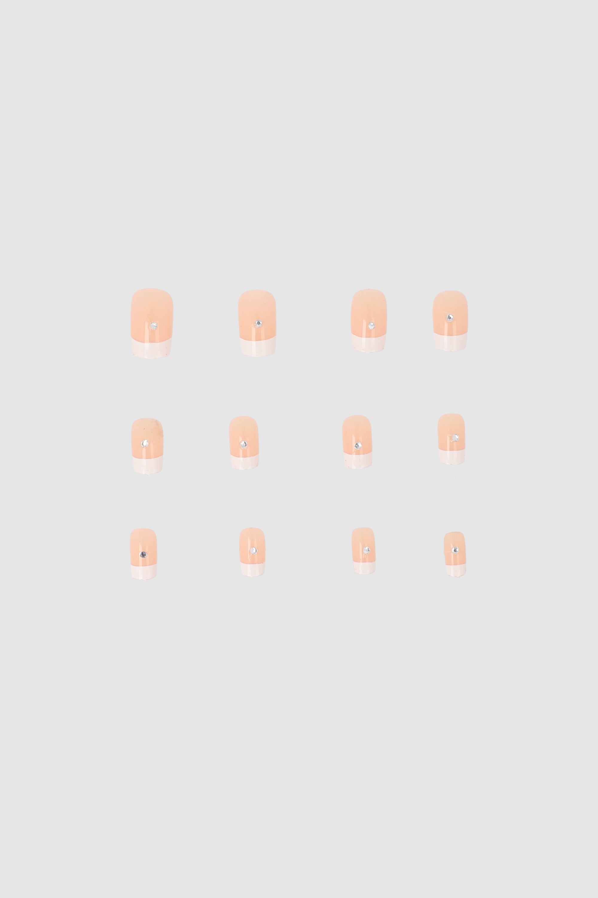 Set 12 uñas french brillo NUDE