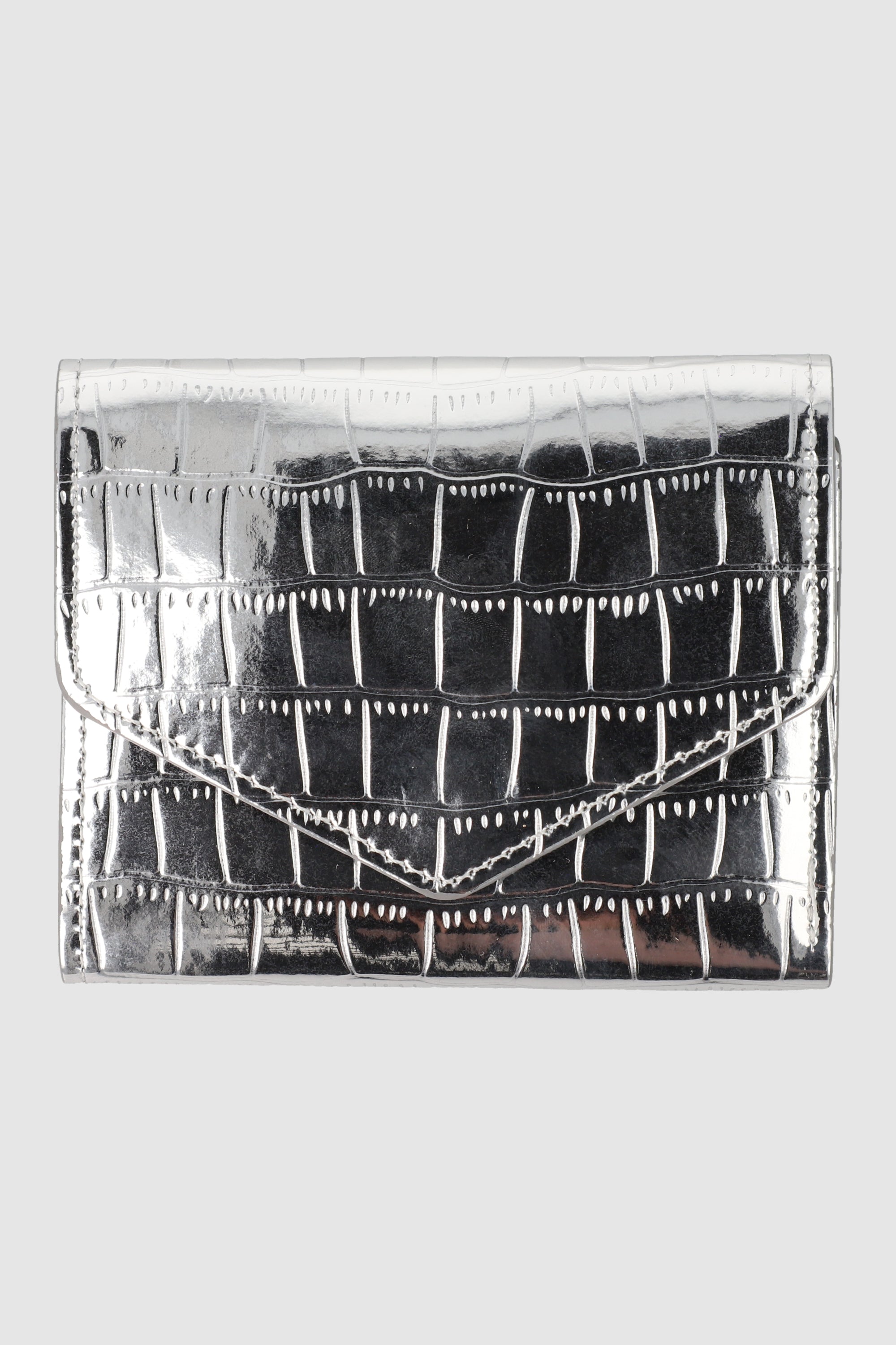 Cartera pequeña croco PLATA