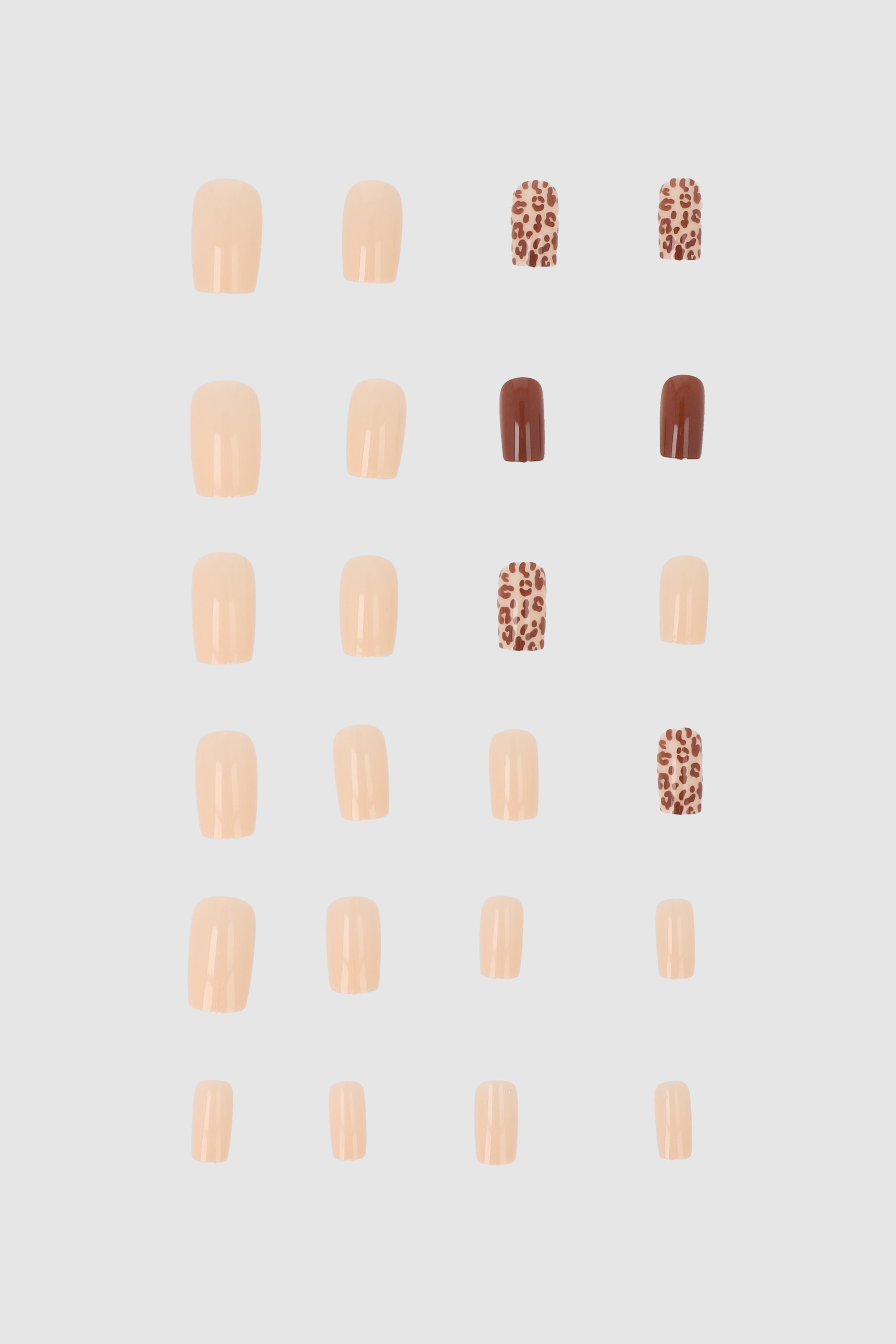 Set 24 uñas animal print mix NUDE