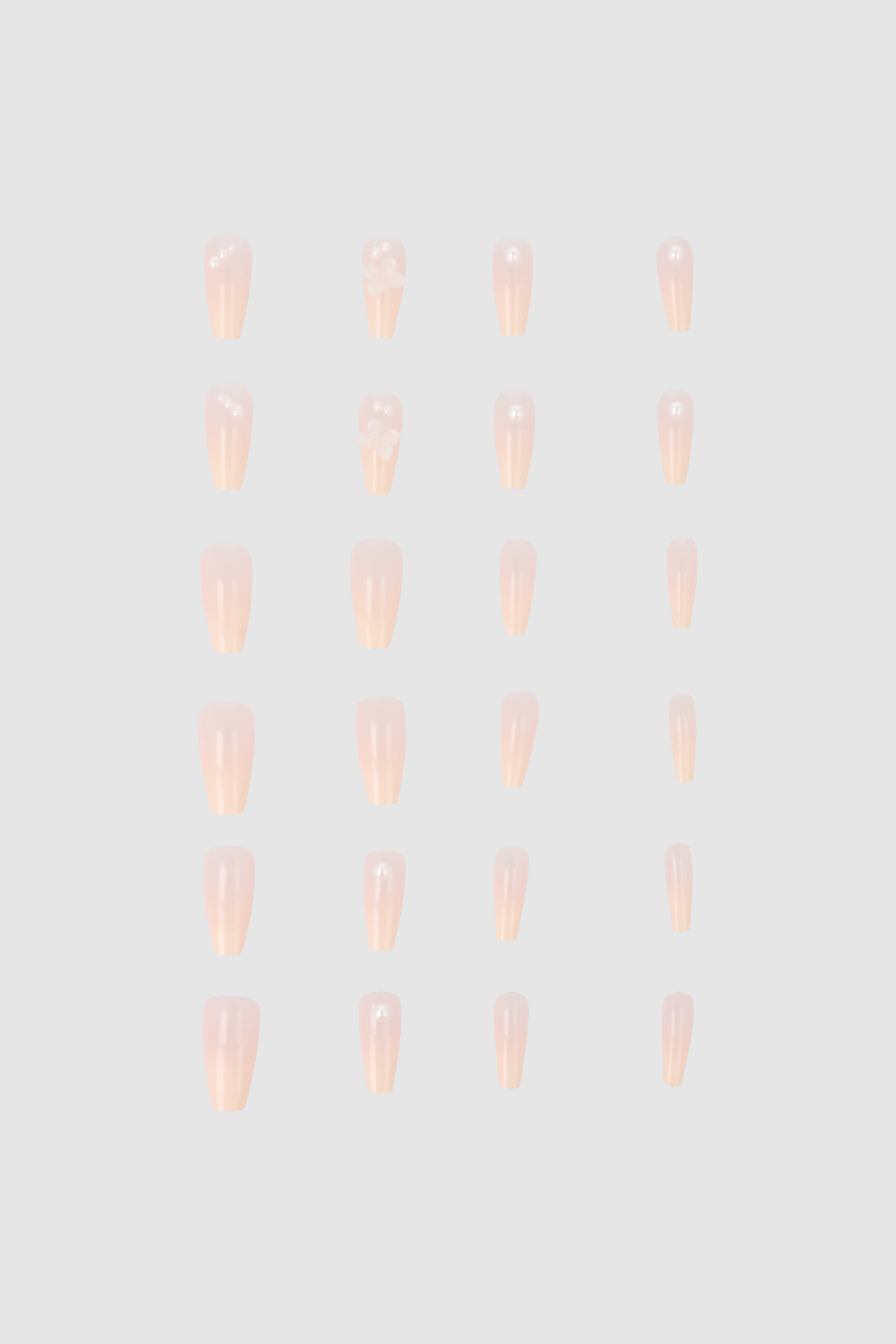 Set 24 uñas perlas mariposa BLANCO