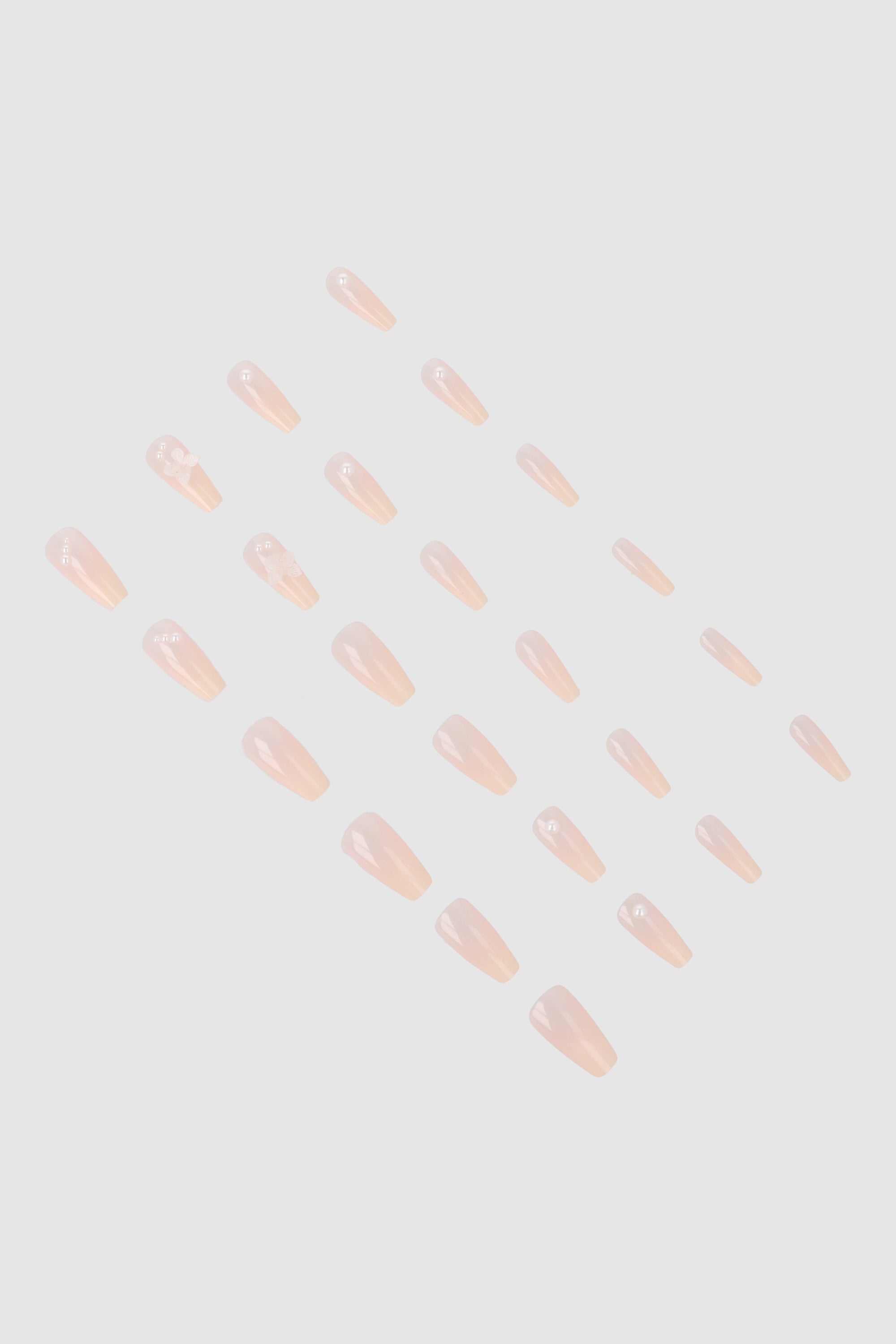 Set 24 uñas perlas mariposa BLANCO