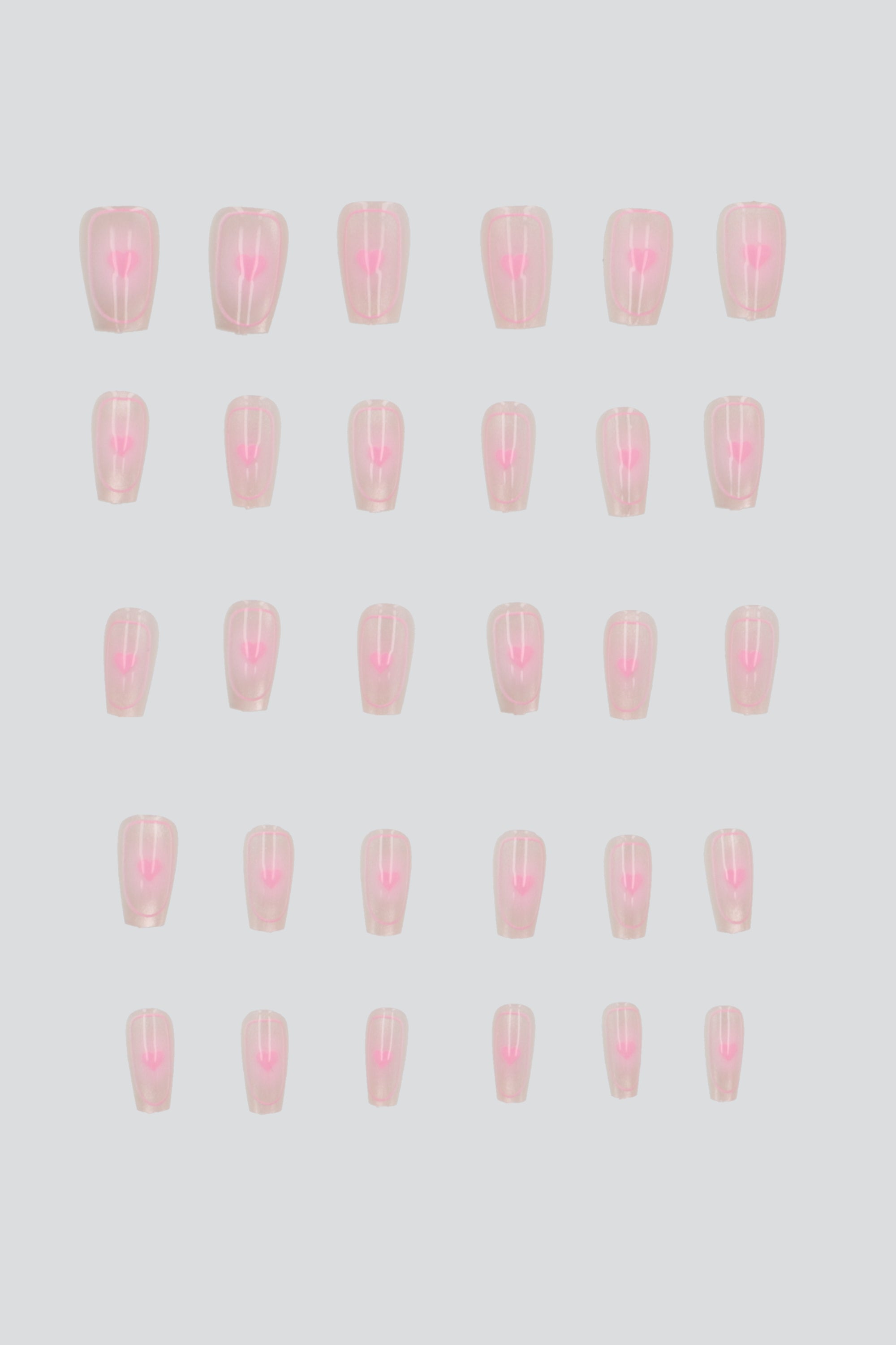 Set 30 uñas corazon efecto ojo de gato ROSA