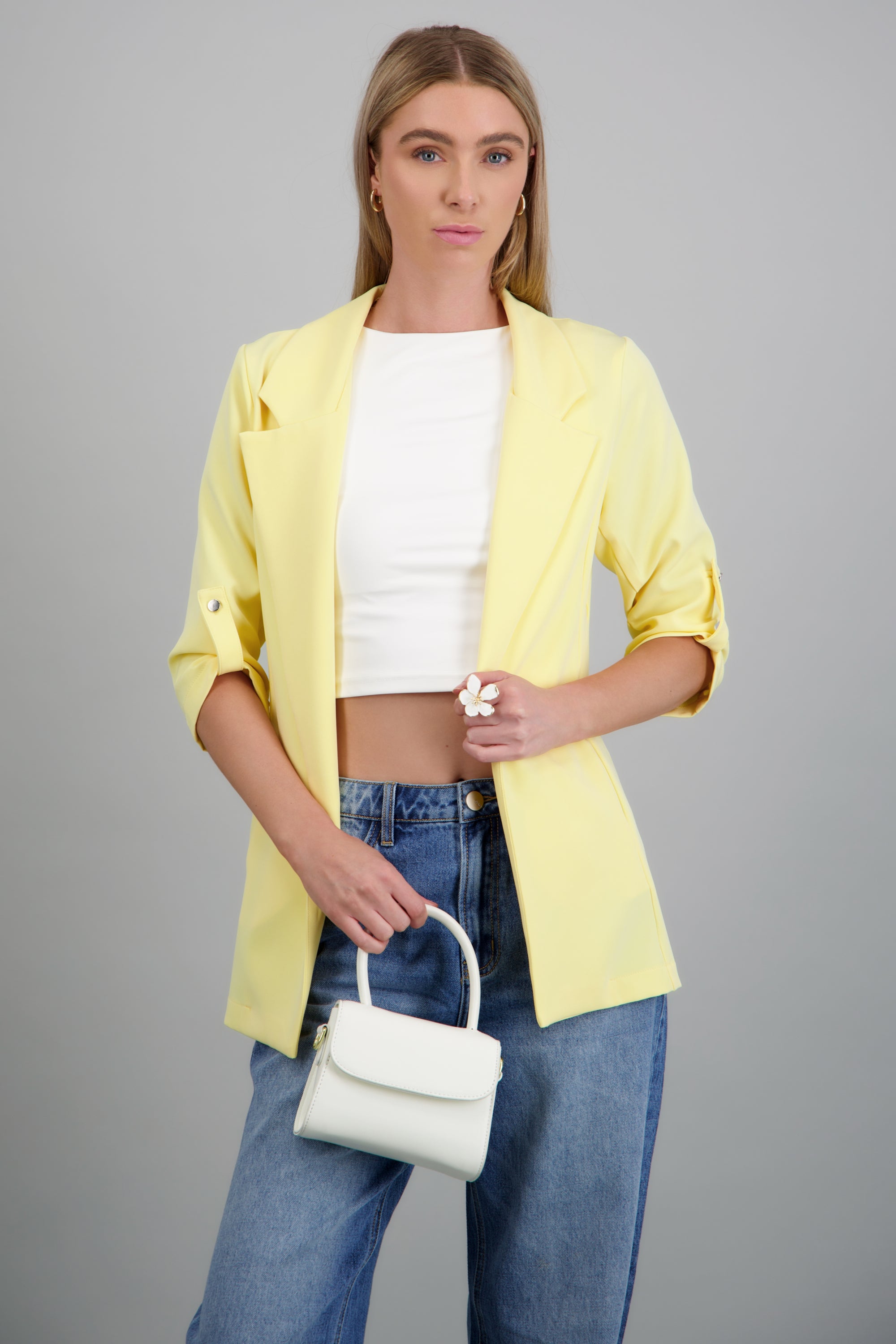 Saco Liso Manga Elevadores AMARILLO PASTEL