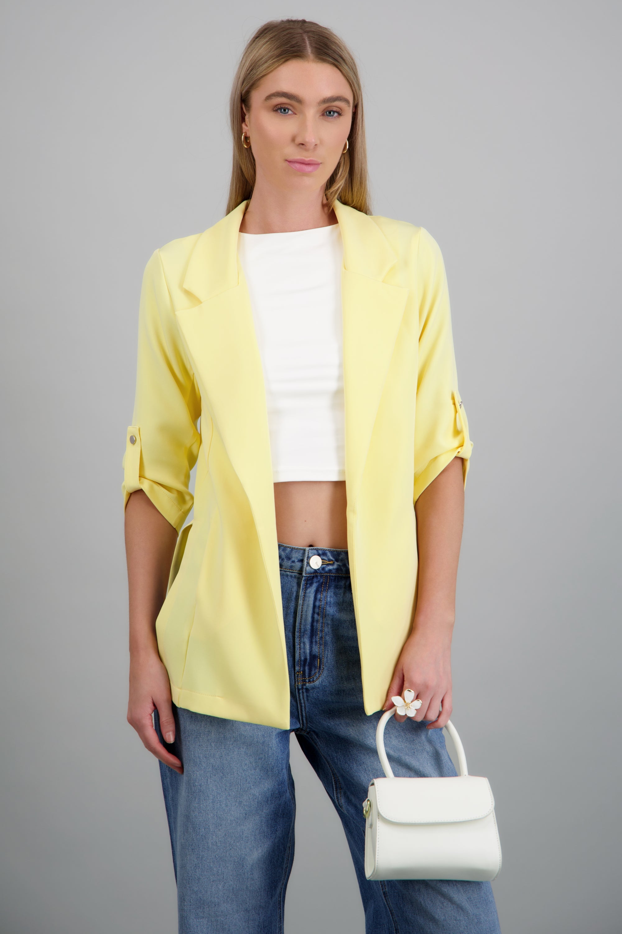 Saco Liso Manga Elevadores AMARILLO PASTEL